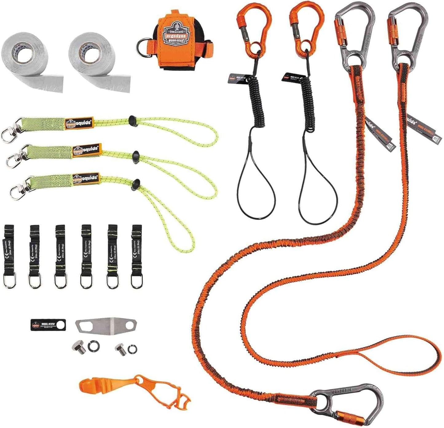 Tool Tethering Kit for Iron/Steel Workers, Includes Tool Lanyards and Attachments for Spud Wrenches to Sleever Bars, Ergodyne Squids 3186