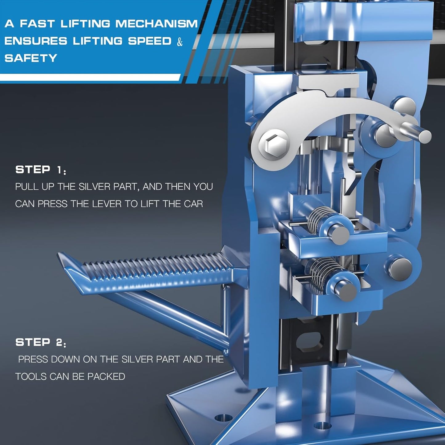 48" Farm Jack,3 Ton/6600 Lbs Capacity Utility High Lift Farm Jack, Ratchet Utility Jack with Adjustable Height, Heavy-Duty for Tractors,Trucks,Blue