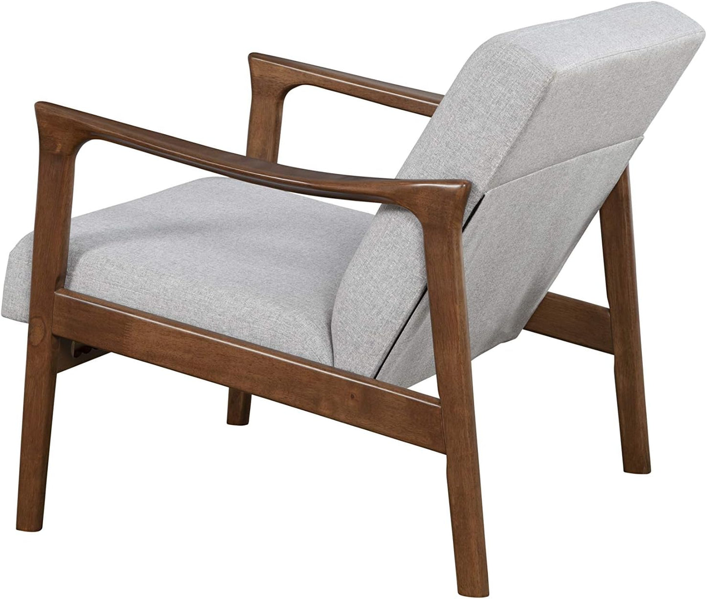 Alpine Furniture Zephyr Mid-Century Retro Accent Lounge Chair Wooden Arm Upholstered Back Living Room Furniture, 33" W x 27.5" D x 29" H, Walnut Finish/Pebble Upholstery