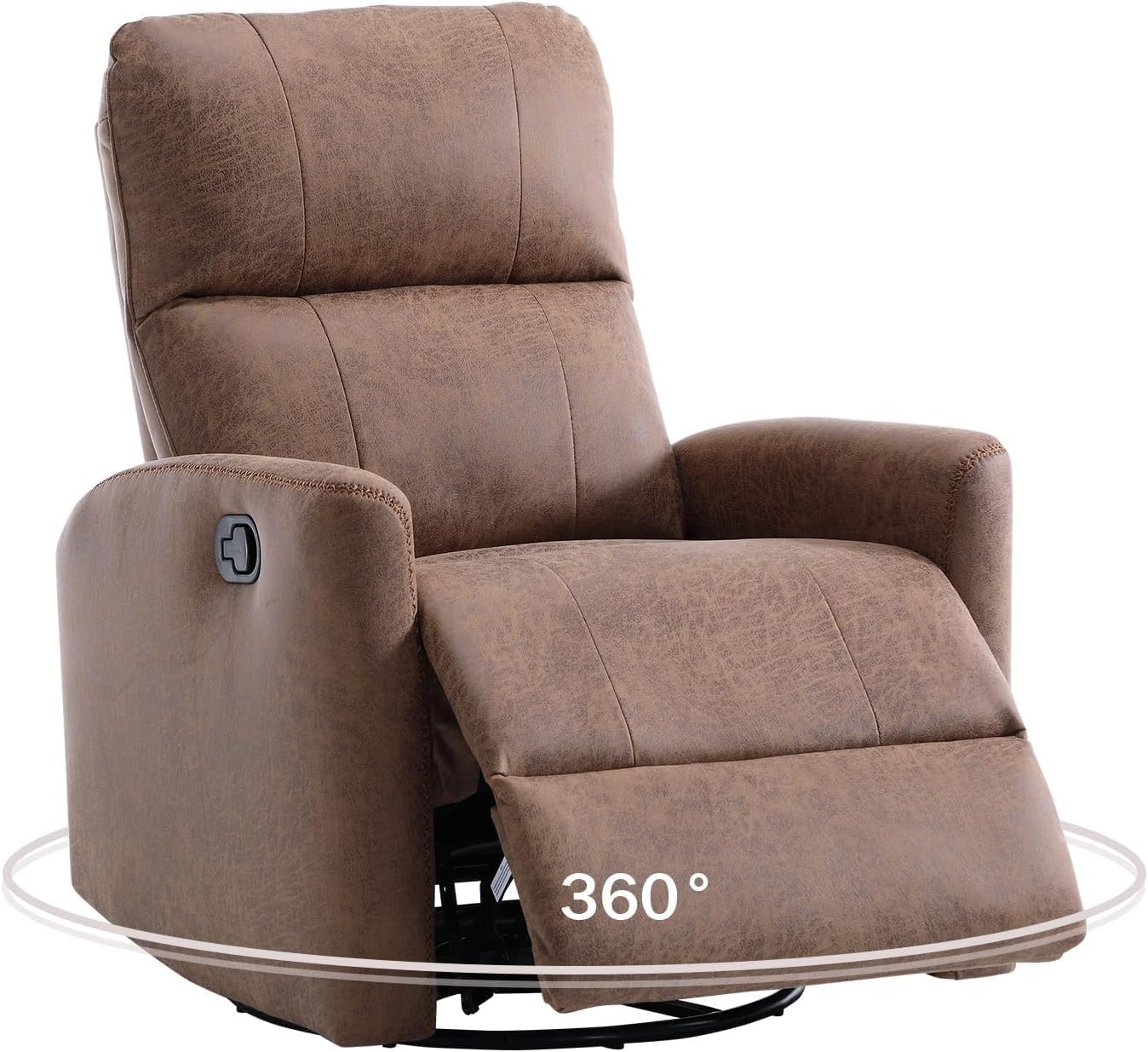 ANJ Manual Swivel Rocker Recliner, Glider Recliners with Padded Armrest and Backrest, Soft Leather Nursery Rocking Recliner Chair Reclining Sofa for Living Room