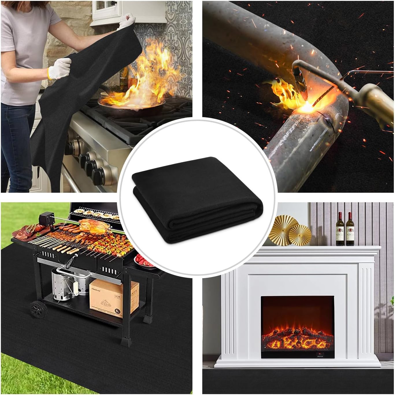 5mm 72"x96" Large Fireproof Welding Blanket, High Temperature Resistant 1800°F Insulation Blanket, Flame Retardant Fabric Carbon Felt Cloth for Welding Work,Grill Cover,Fireplaces,Smoker