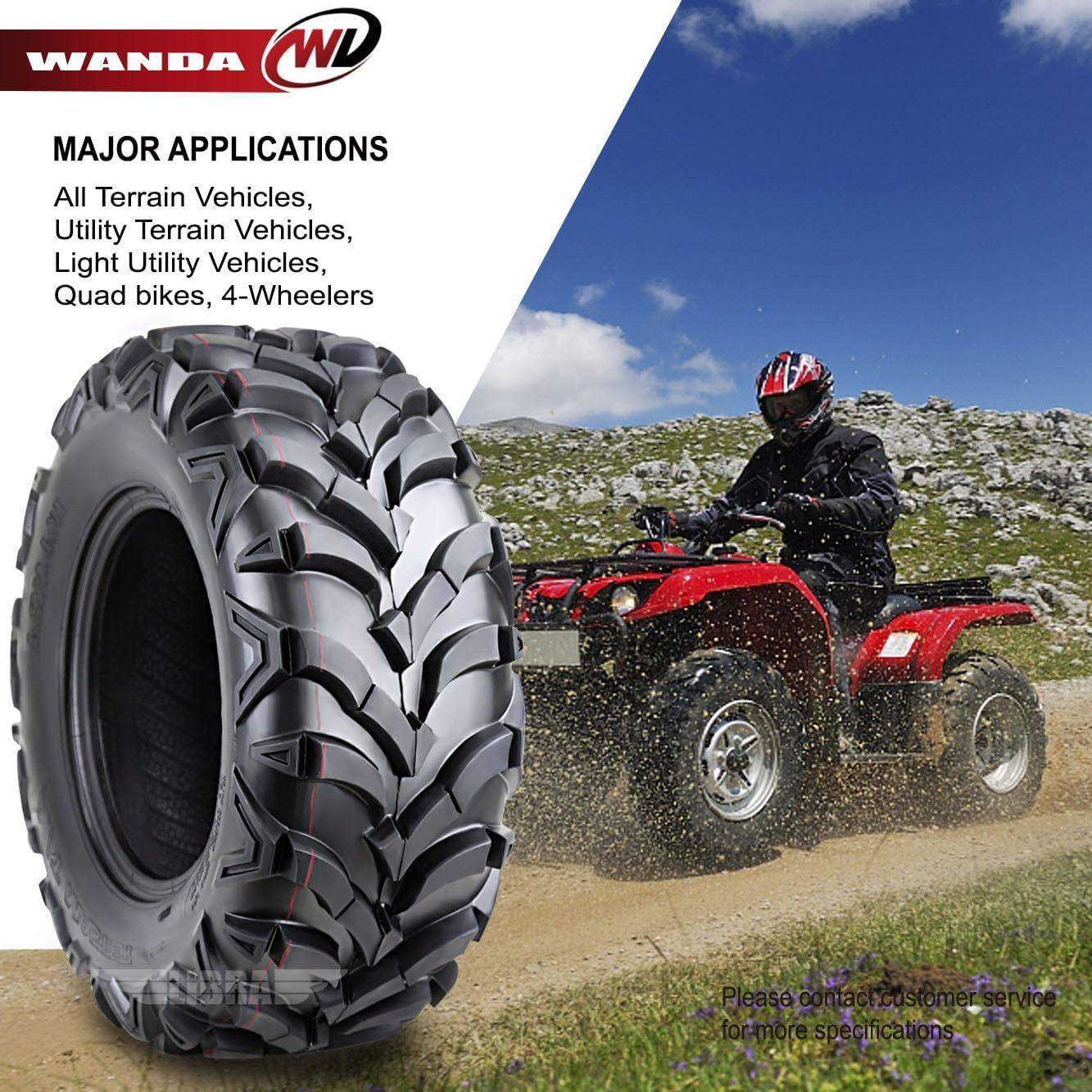 WANDA Set 4 ATV tires 24x8-12 & 24x9-11, Fit for 00-06 Honda Fourtrax Rancher TRX350FM 350 4X4, Load Capacity- 365 Pounds
