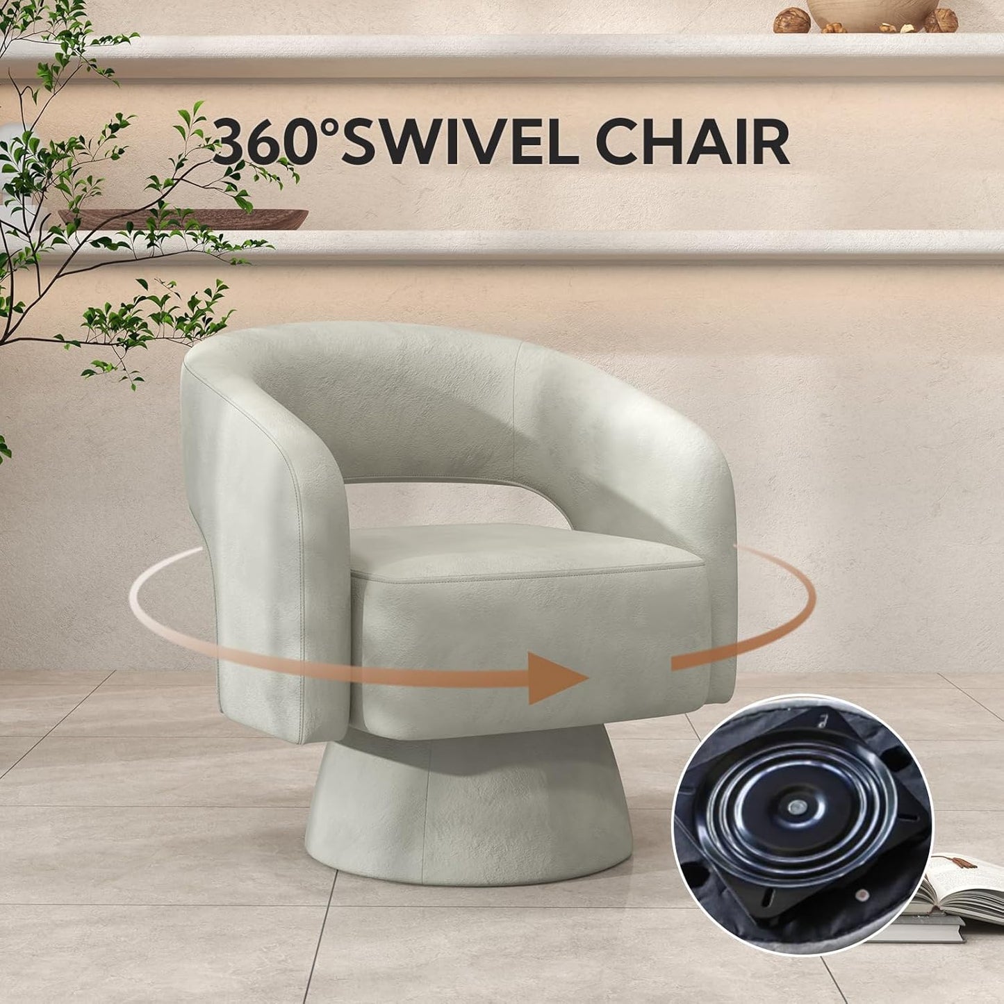 ANJ Swivel Accent Chair Set of 2, Modern Luxury Velvet Accent Chair, Comfy Round Armchiars, 360 Degree Swivel Barrel Chairs for Living Room, Bedroom Office, Grey