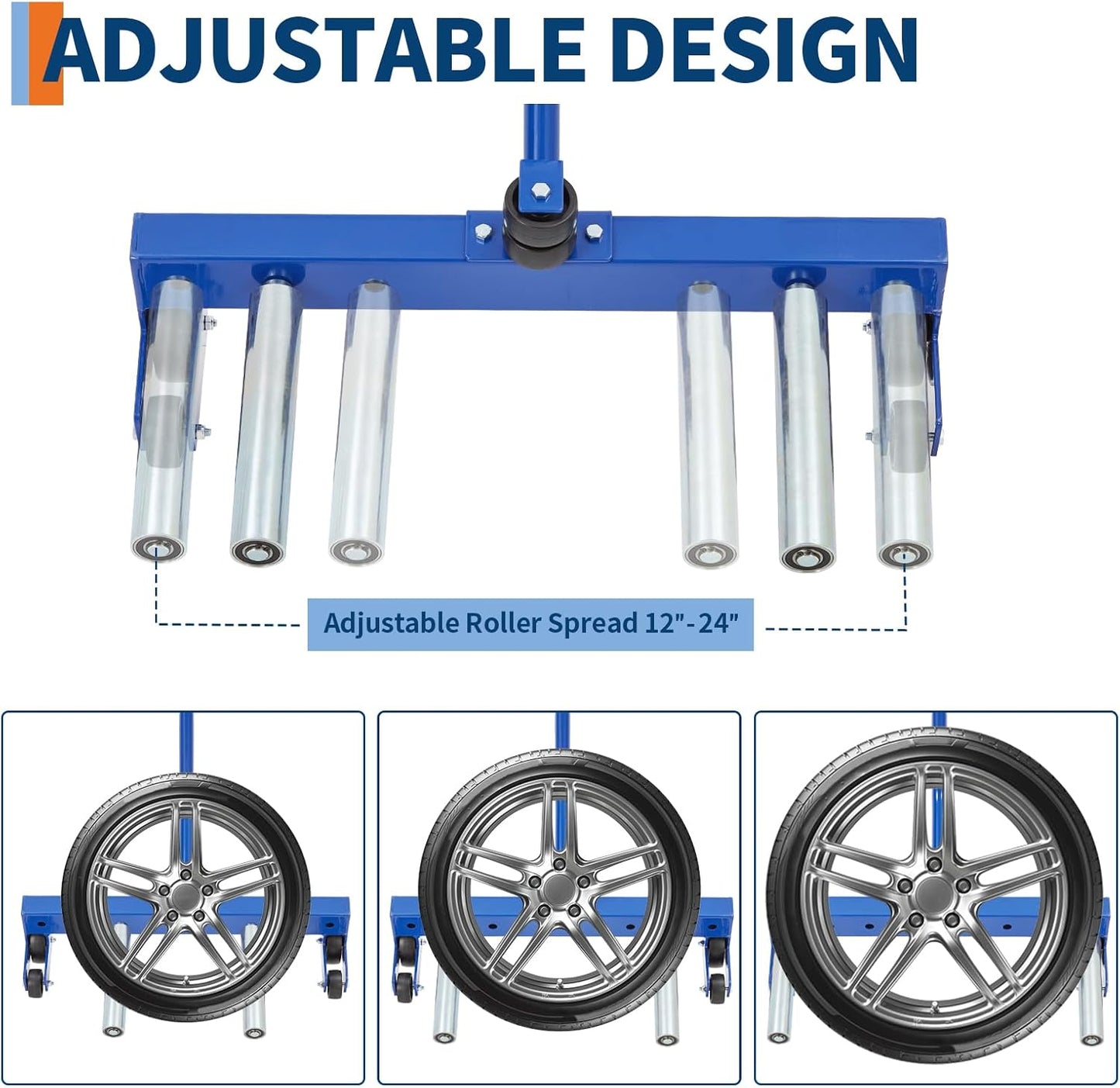 Adjustable Tire Moving Cart Tool | 500 lbs Heavy Duty Truck Tire Dolly | Tire Lift Perfect for Workshop and Garage