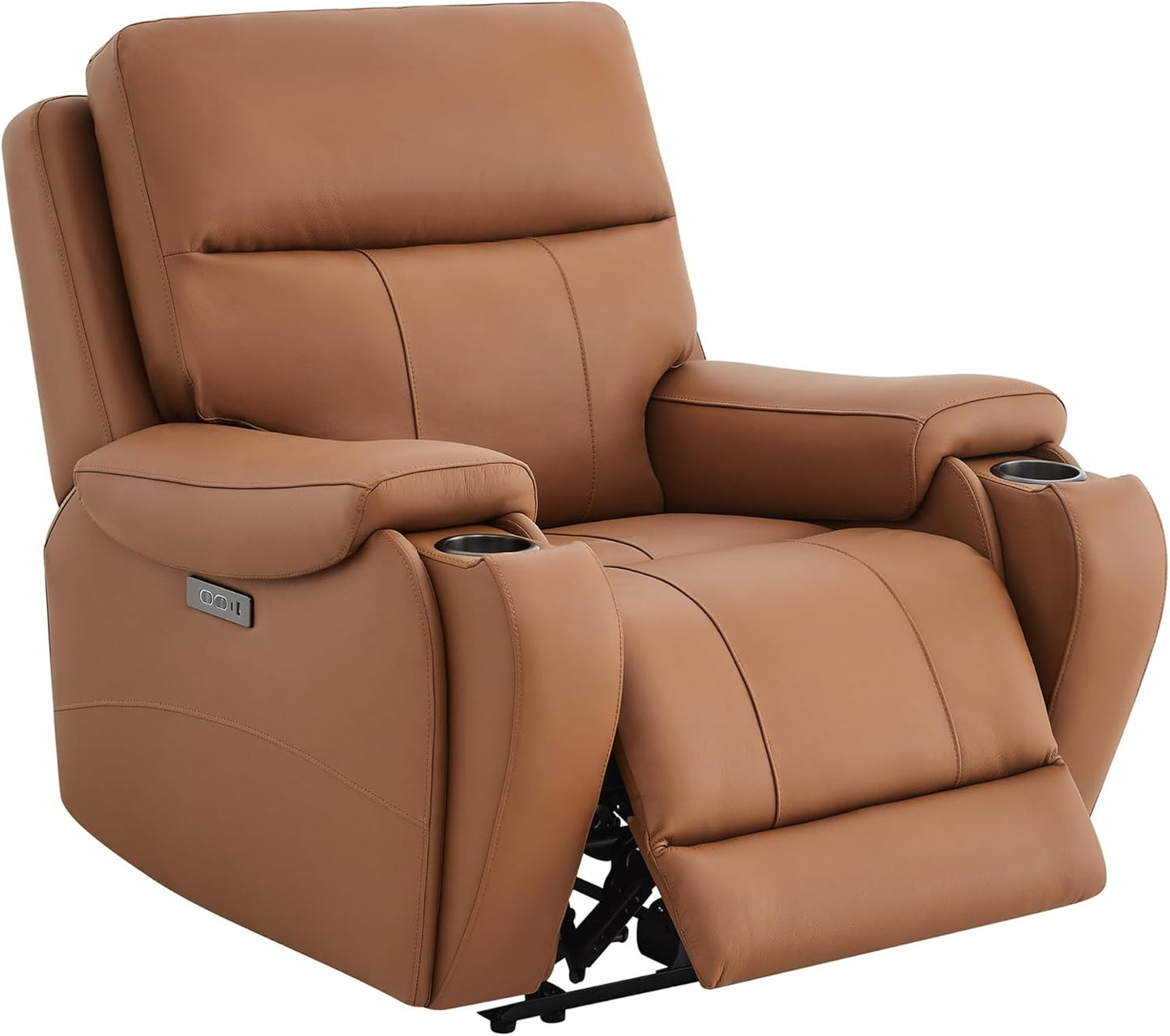 CHITA Power Zero Gravity Recliner Chair, Genuine Leather Recliner Chair for Adults, Adjustable Reclining Sofa Lounge with Hidden Slide-Out Cupholders, USB and Type-C Ports, Creamy Grey