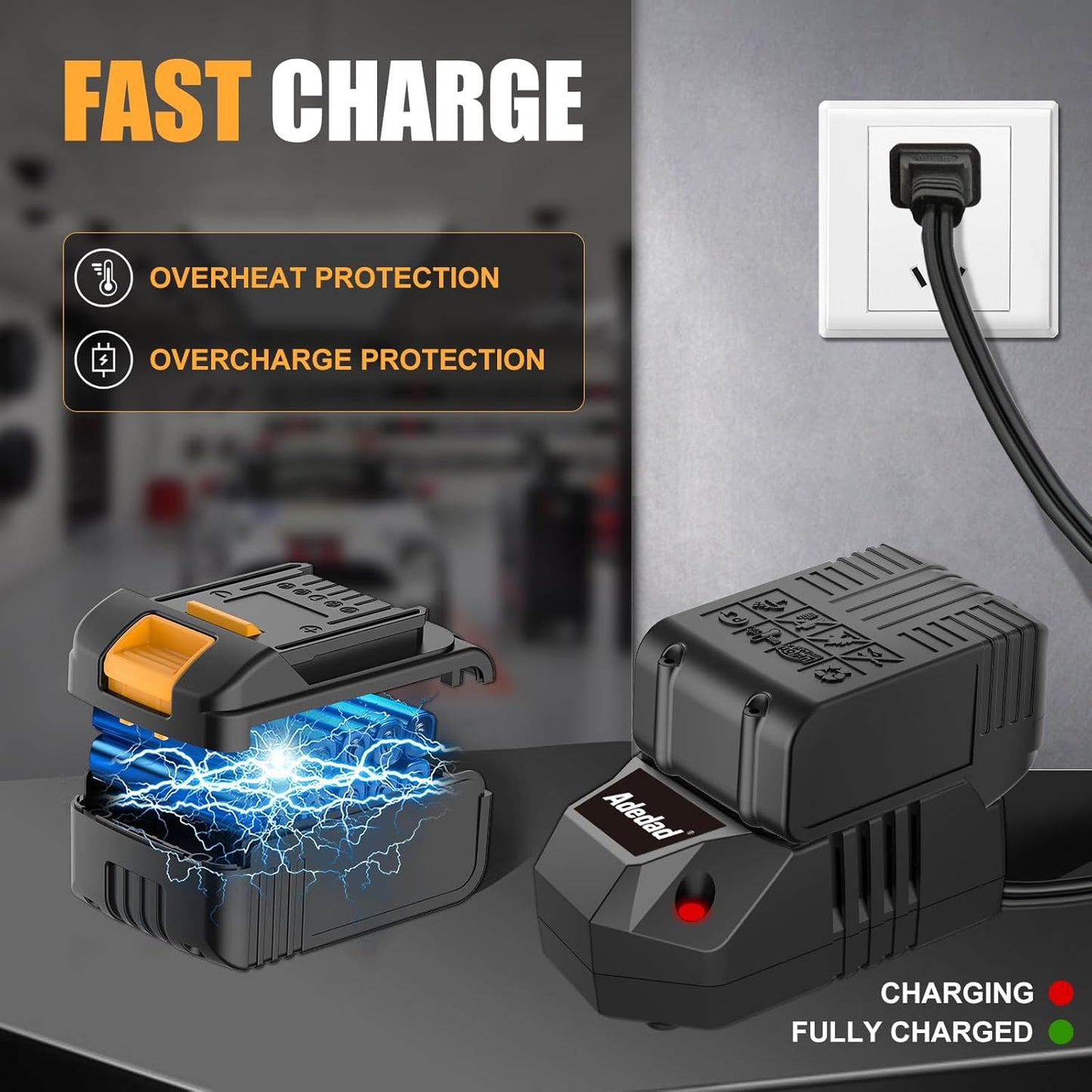 Brushelss Power Impact Wrench with 4.0AH Battery 1/2 inch Cordless Impact Gun Lightweight 20V Impact Driver for Car,Home,DIY 406N.m