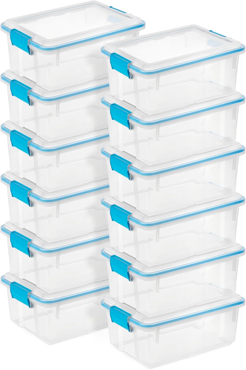 Sterilite 12-Pack Gasket Box, Weather-Resistant Storage Bins with Latching Lids, 54 Quart - Heavy-Duty Organizing Containers for Closet, Bathroom, and Office