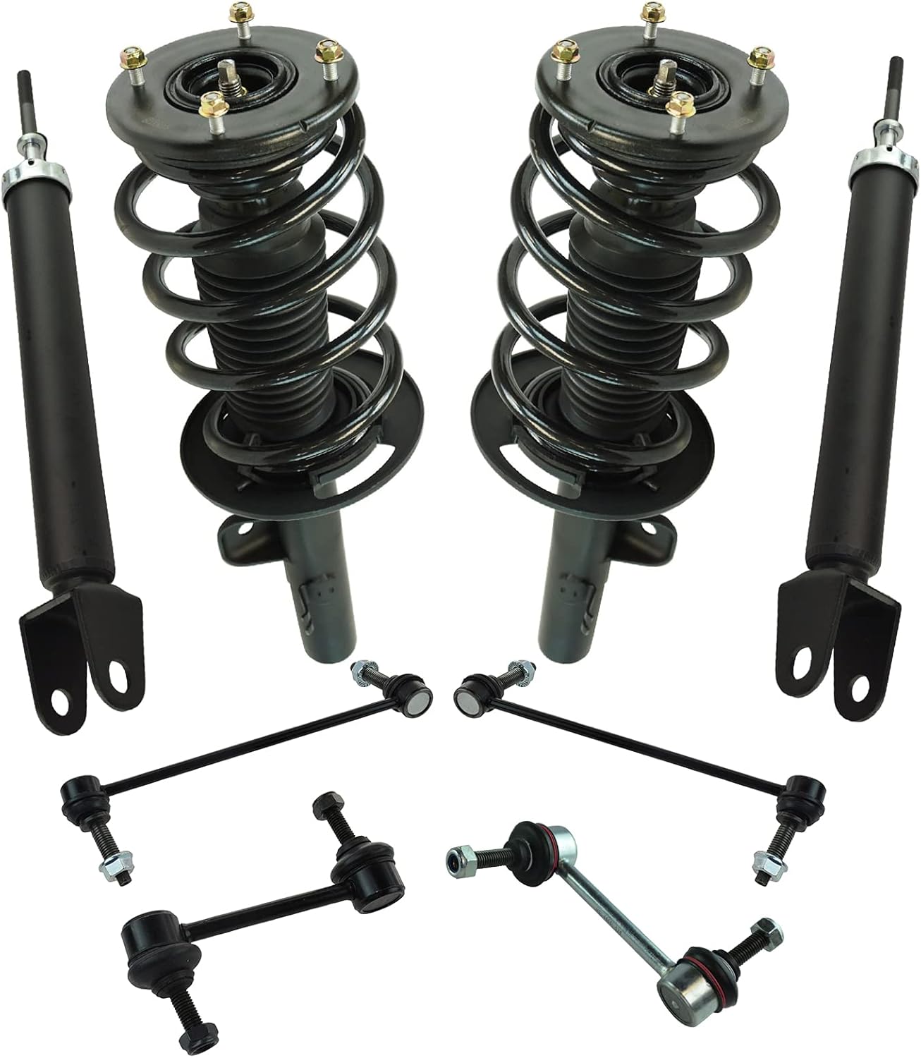 TRQ Front and Rear Suspension Kit Complete Strut & Coil Spring Assembly Shock Absorber Sway Bar Stabilizer Link Compatible with 06-13 BMW