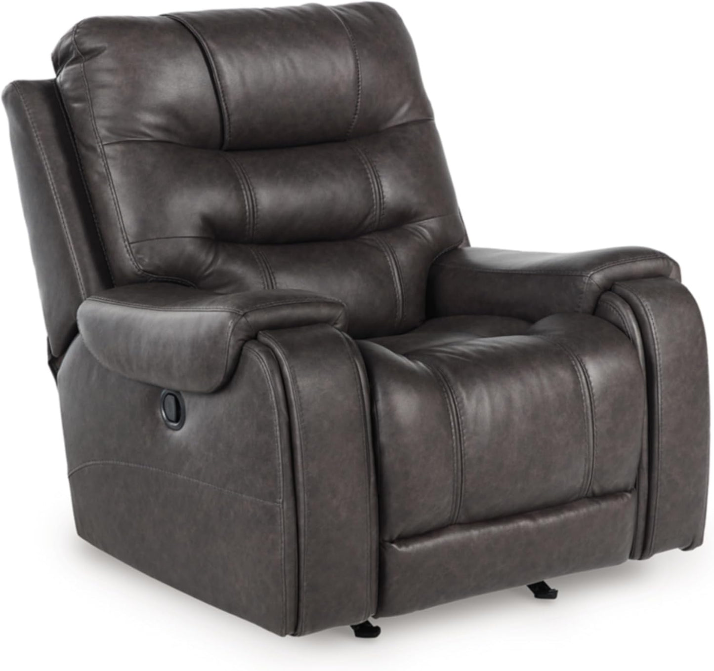 Signature Design by Ashley Rampant Casual Manual Rocker Recliner with Pillow-Top Arms, Dark Brown