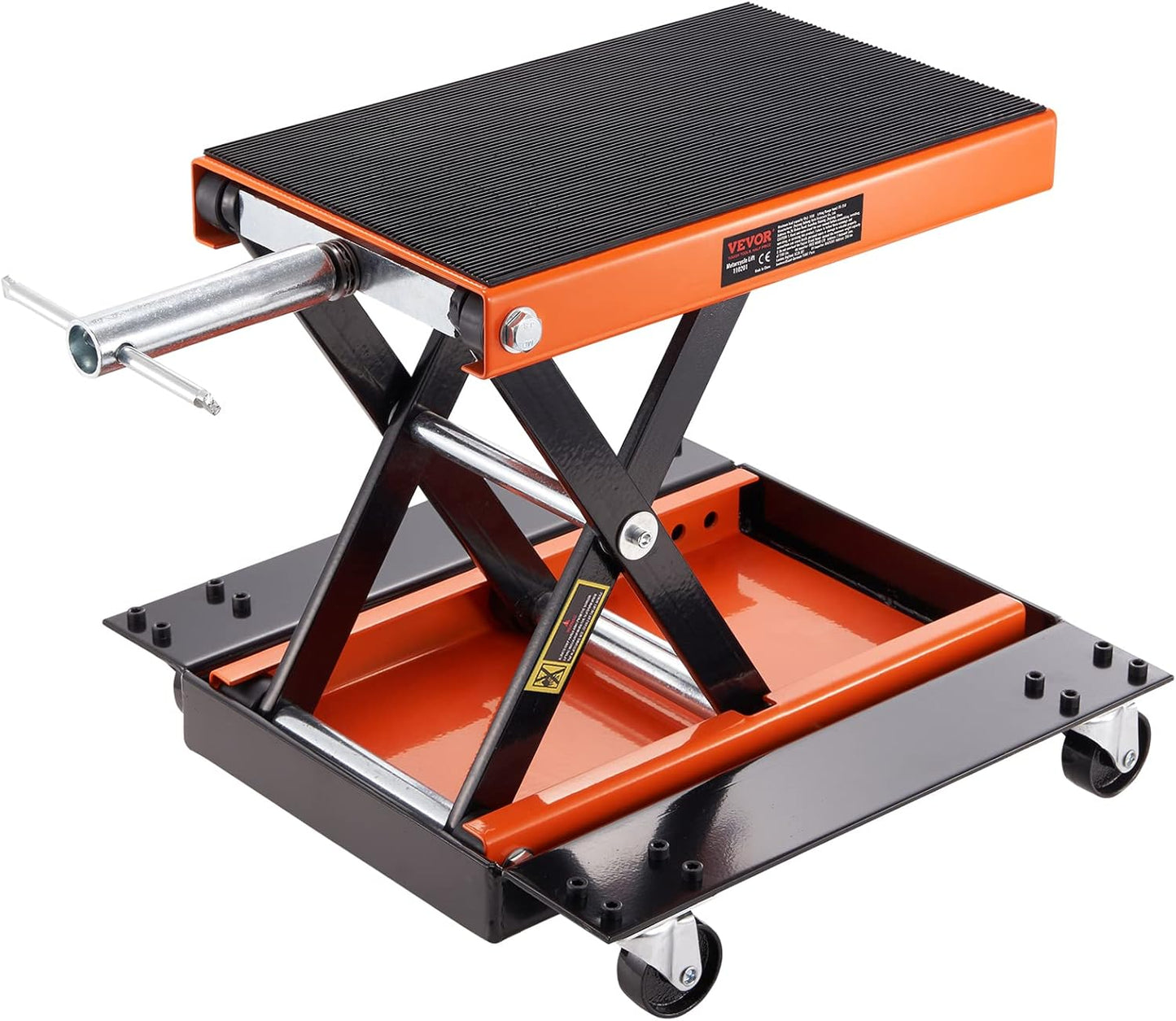 VEVOR Motorcycle Lift, 1100 LBS Motorcycle Scissor Lift Jack with Wide Deck & Safety Pin, 3.7"-13.8" Center Hoist Crank Stand, Steel Scissor Jack for Street Bikes, Cruiser Bikes, Touring Motorcycles