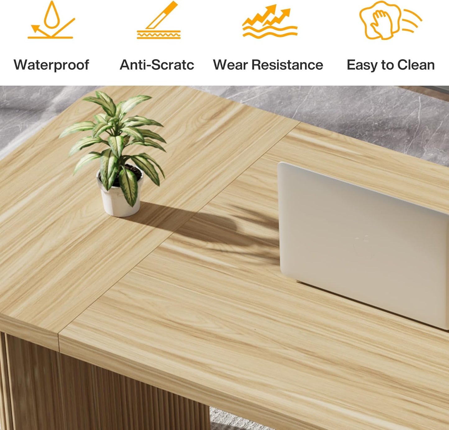 Tribesigns 62" Executive Desk, Large Office Computer Desk with Double Pedestal, Modern Simple Style Rectangle Writing Table for Home Office (Natural)
