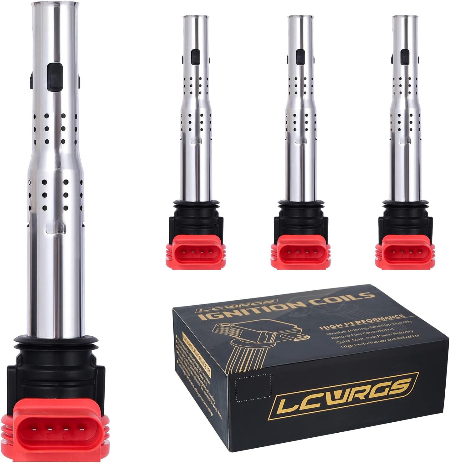 Set of 4 Ignition Coils Fits for 2.0T Audi A4 A6 Volkswagen VW CC Passat GTI 2008 2009 2010 2011 2012 2013 2014 2015 2016 2.0 Coil Packs Replaces# 06E905115E 06H905115B UF529