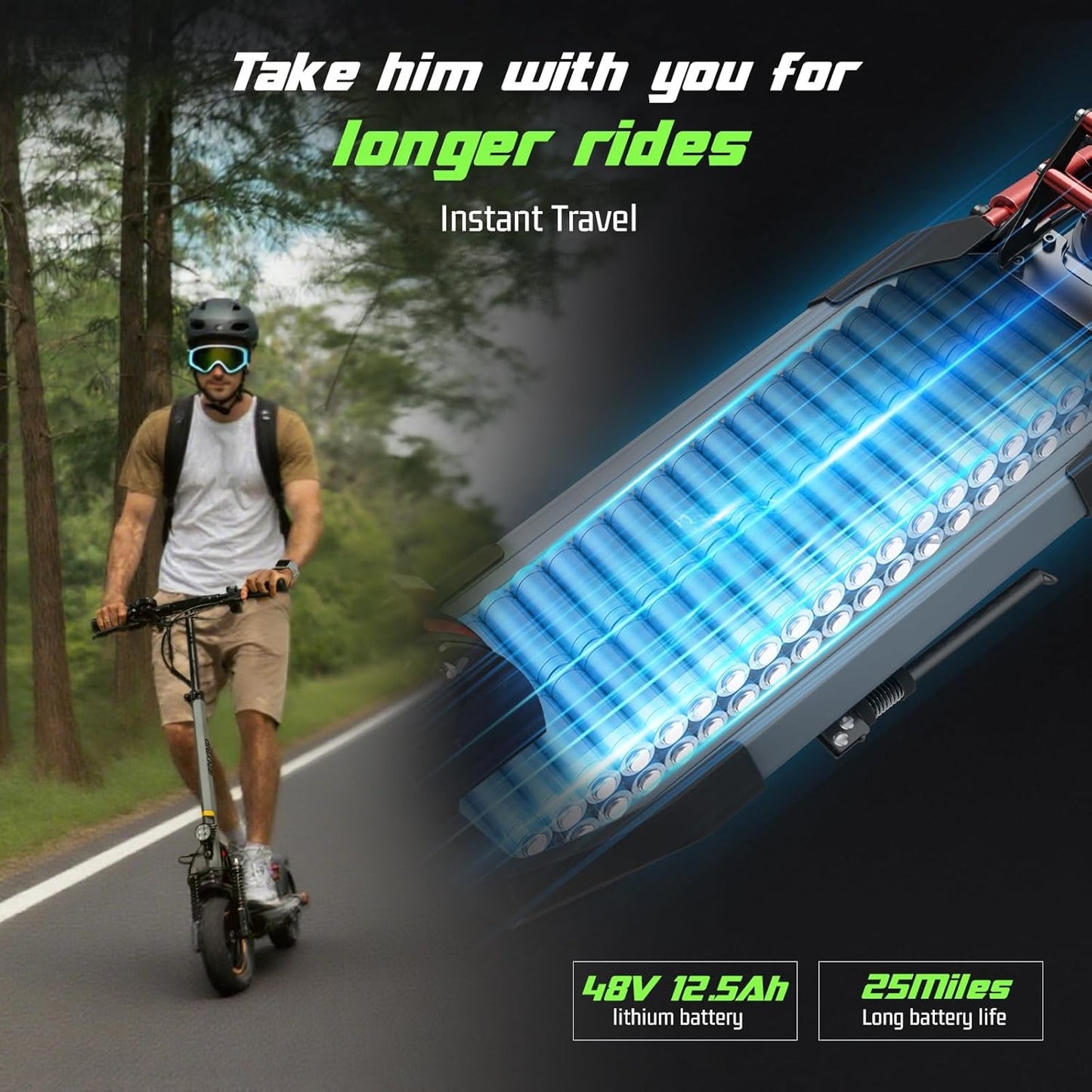 A1 Electric Scooter for Adults,800W High Motor Up to 28MPH&22-25Miles Long Range Commuting Electric Scooter,10" All-Terrain Tires,Dual Braking Folding EScooter LED Display.