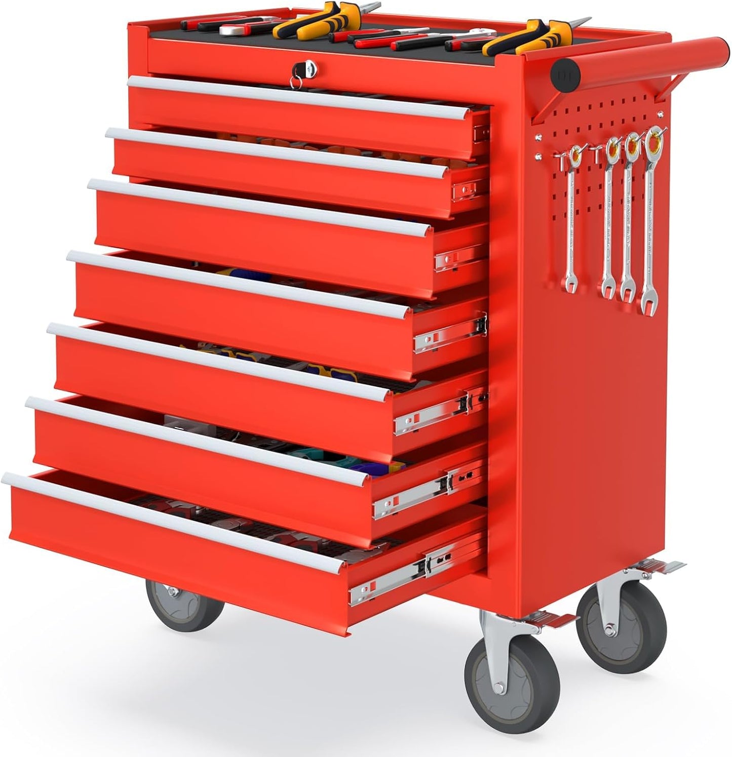 5 Drawers Rolling Tool Chest, Portable Storage Tool Box with Wheels, Rolling Tool Box with Lock for Warehouse, Garage, Repair Shop and Tool Room