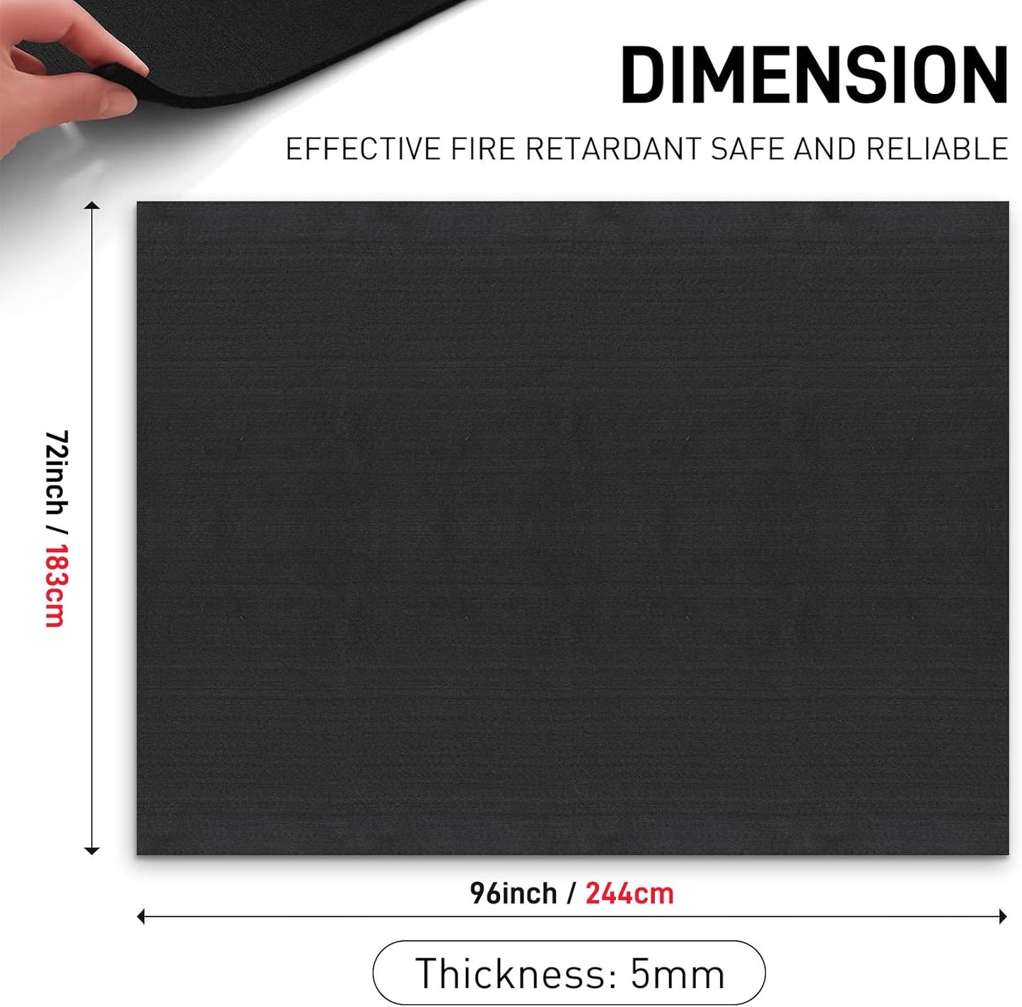 5mm 72"x96" Large Fireproof Welding Blanket, High Temperature Resistant 1800°F Insulation Blanket, Flame Retardant Fabric Carbon Felt Cloth for Welding Work,Grill Cover,Fireplaces,Smoker