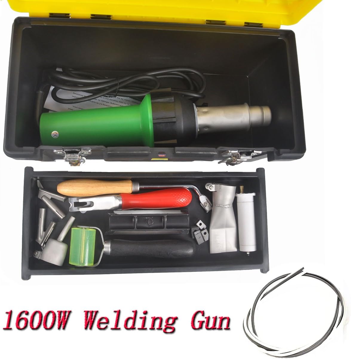 Beyondlife 1600W Plastic Welder Welding Tool Heat Heating Gun Torch Hot Air Pistol PVC Welder Machine Kit Set, with Butterfly Flooring Welding Kit and Convenient Carry Case