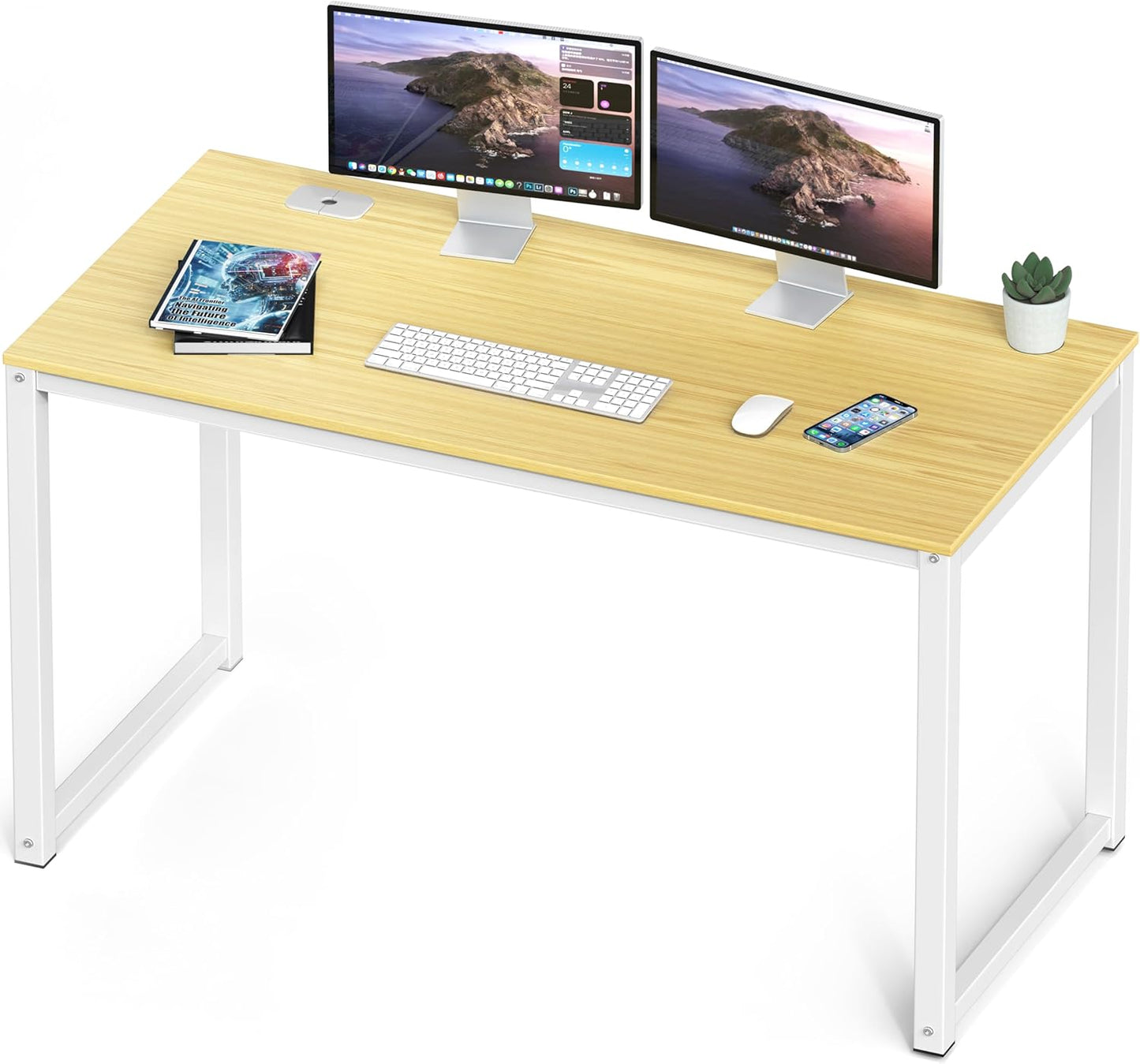 SHW 55-Inch Commercial-Grade Office Computer Desk, White