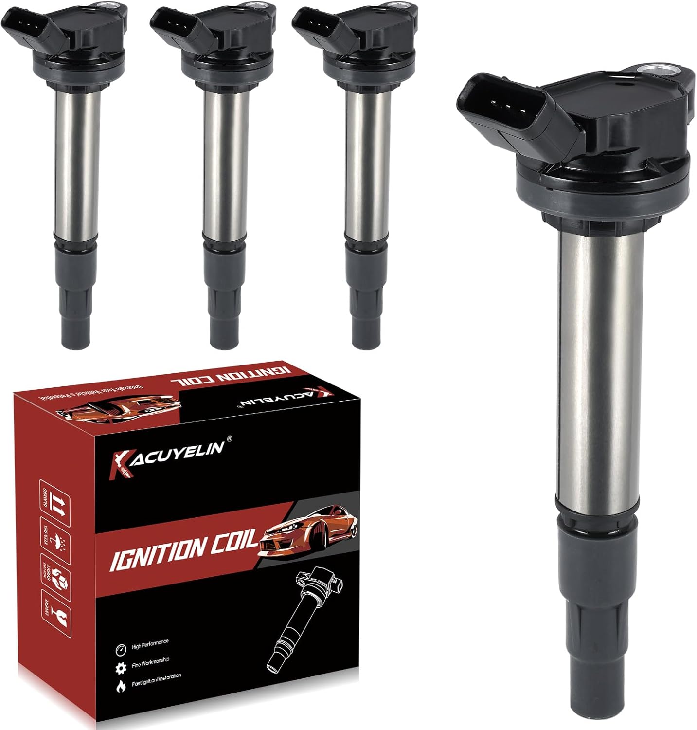 UF651 Ignition Coil Pack & Iridium Spark Plugs Compatible with Hyundai Elantra GT Coupe Tucson Kia Forte Soul 1.8L 2.0L L4 2011-2019 UF651 Coil Pack Sets of 4