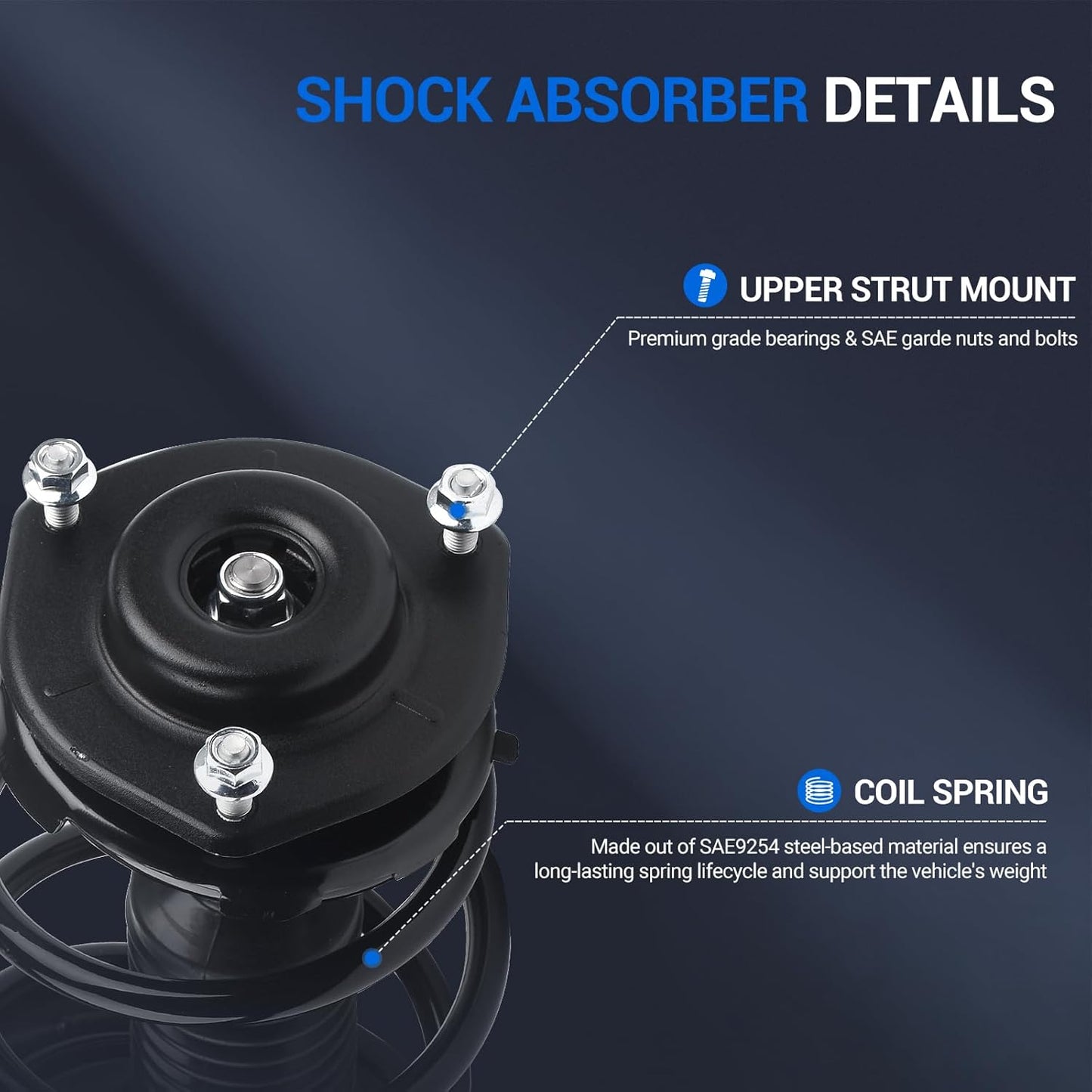 Autoround Front Complete Strut & Coil Spring Assembly Compatible with Toyota Camry2007-2011/ Avalon 2006-2012/ Solara 2006-2008, Lexus ES350 2007-2009 Both Driver Passenger Side 172308 172307