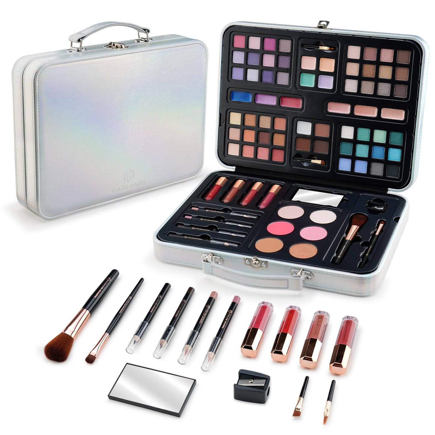 Color Nymph Makeup for Teens with Reusable Pink Handbag, All In One Girls Makeup Sets Makeup Kits for Girls Women with Eyeshadow Blushes Bronzer Highlighter Lipgloss