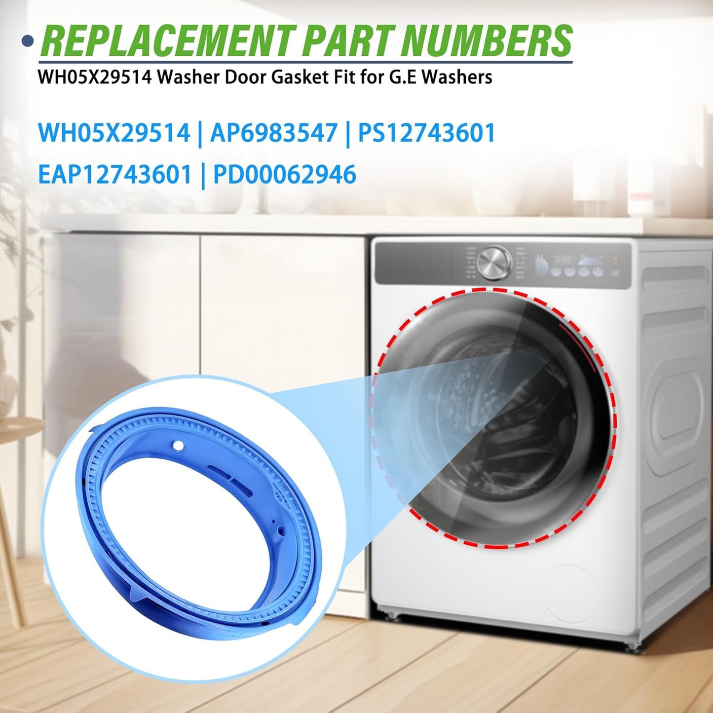 Washer Door Gasket Seal Fit for G.E Washers GFW650SSN0WW GFW650SPN2SN GFW850SPN0RS GFW650SPN0SN GFW650SPN1SN GFW650SPN3SN GFW650SPN4SN GFW650SSN1WW GFW650SSN2WW GFW650SSN3WW