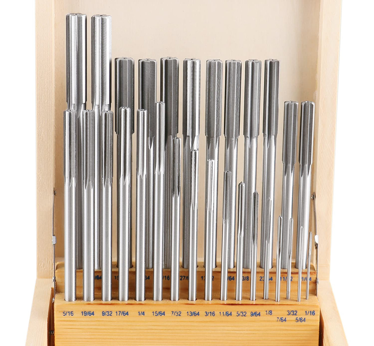Accusize Industrial Tools 29 Pc 1/16'' to 1/2'' by 1/64'' H.S.S. Chucking Reamer Set, Straight Flute, Right Hand Cut, 5500-SF00