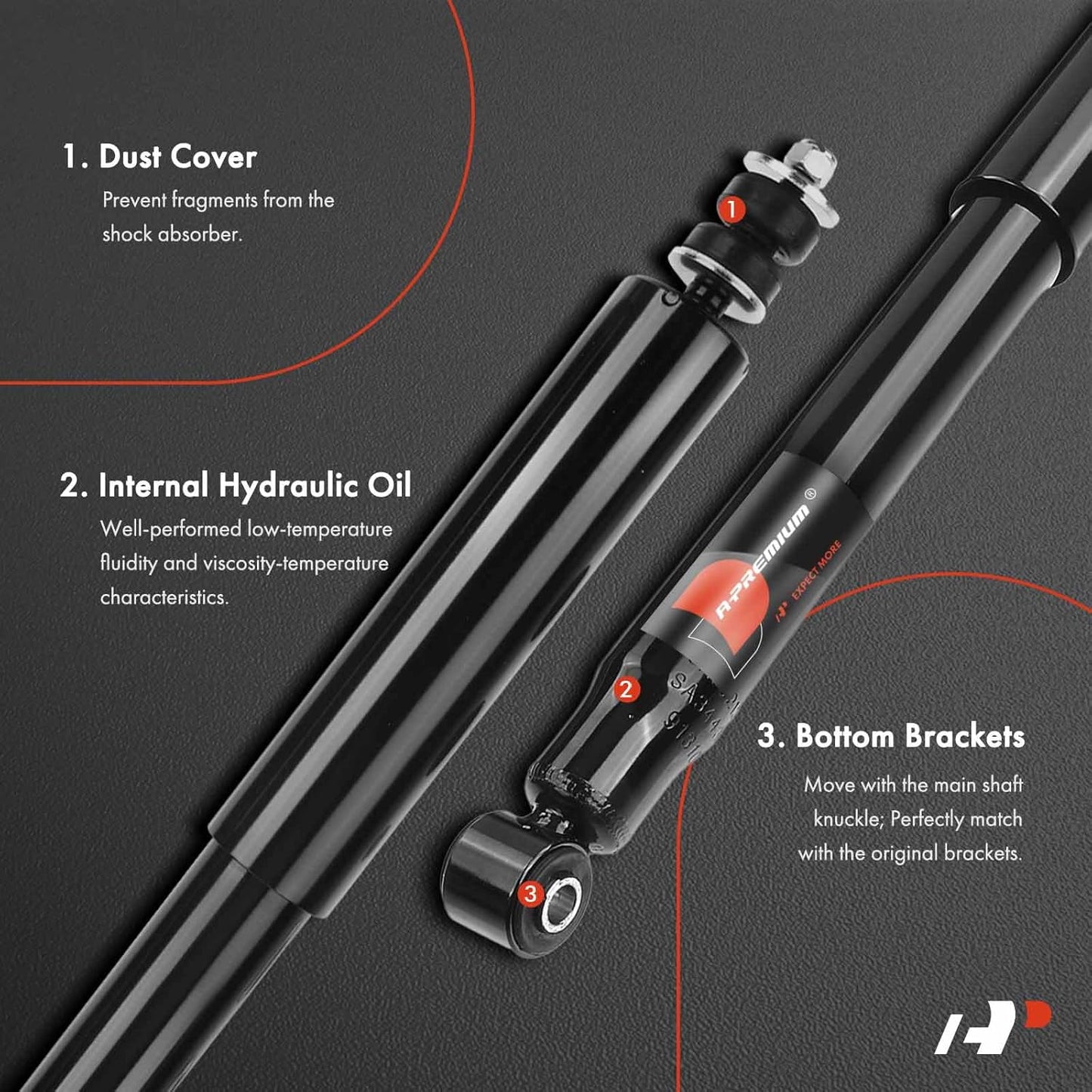 A-Premium Rear Pair (2) Shock Absorber Strut Assembly Compatible with Ford E150 2007-2014, E250 2003-2014, E250 Econoline 1992-2002, E350 Super Duty/E450 Super Duty, Driver and Passenger Side