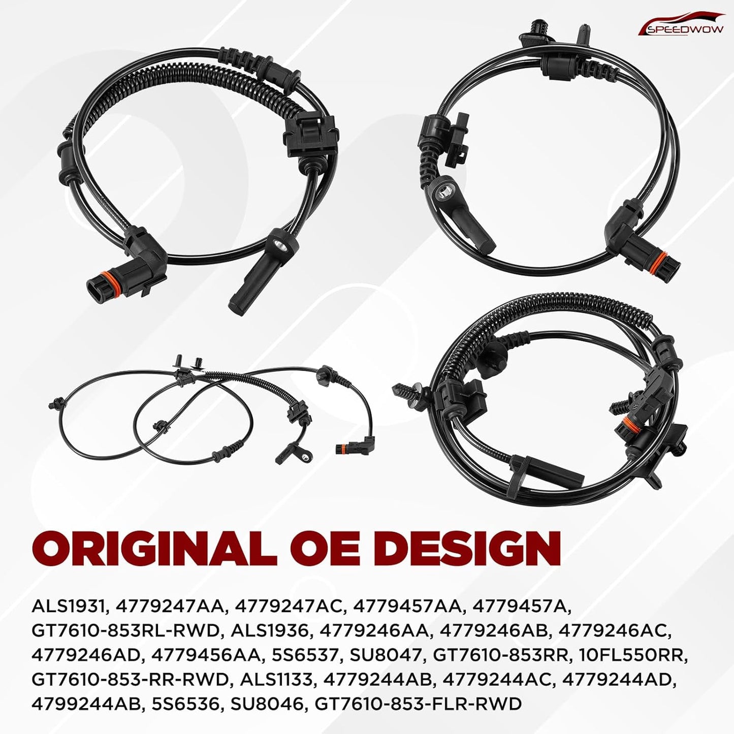 SPEEDWOW 4Pcs ABS Wheel Speed Sensor Front Rear Left Right Compatible with 2005-2010 300 2008-2010 Dodge Challenger 2006-2010 Dodge Charger 2005-2008 Dodge Magnum ALS1931 ALS1936