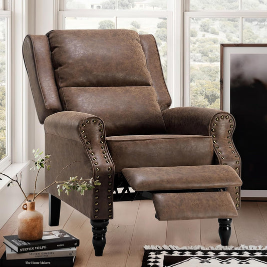 STARY Faux Leather Pushback Recliner Chair for Living Room Bedroom RV