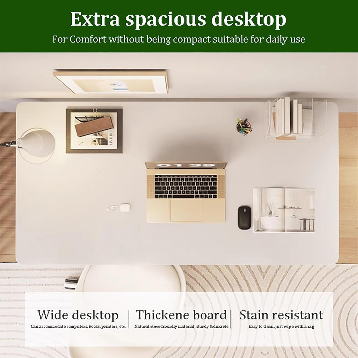 Solid Wood Computer Desk,Modern Simple Computer Desk,Study Writing Desk,Home Office Desk with Metal Legs,Laptop Pc Table Workstation for Home Office(80x60x74cm(31x24x29inch), Grey B)