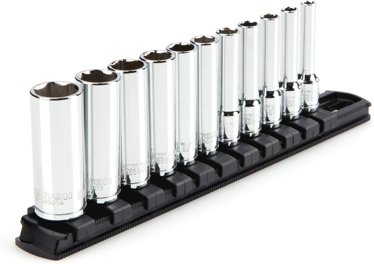 TEKTON 1/4 Inch Drive 6-Point Socket Set with Rails and Trays, 50-Piece (5/32-9/16 in., 4-15 mm) | SHD90215