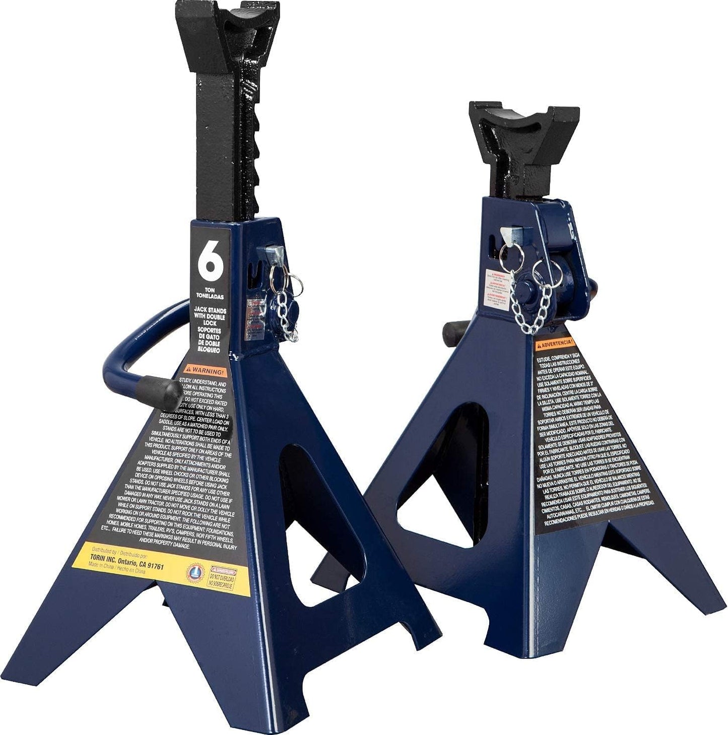 BIG RED AT46002ABR Torin Double Locking Steel Jack Stands, 2 Pack, 6 Ton (12,000 lb), Black