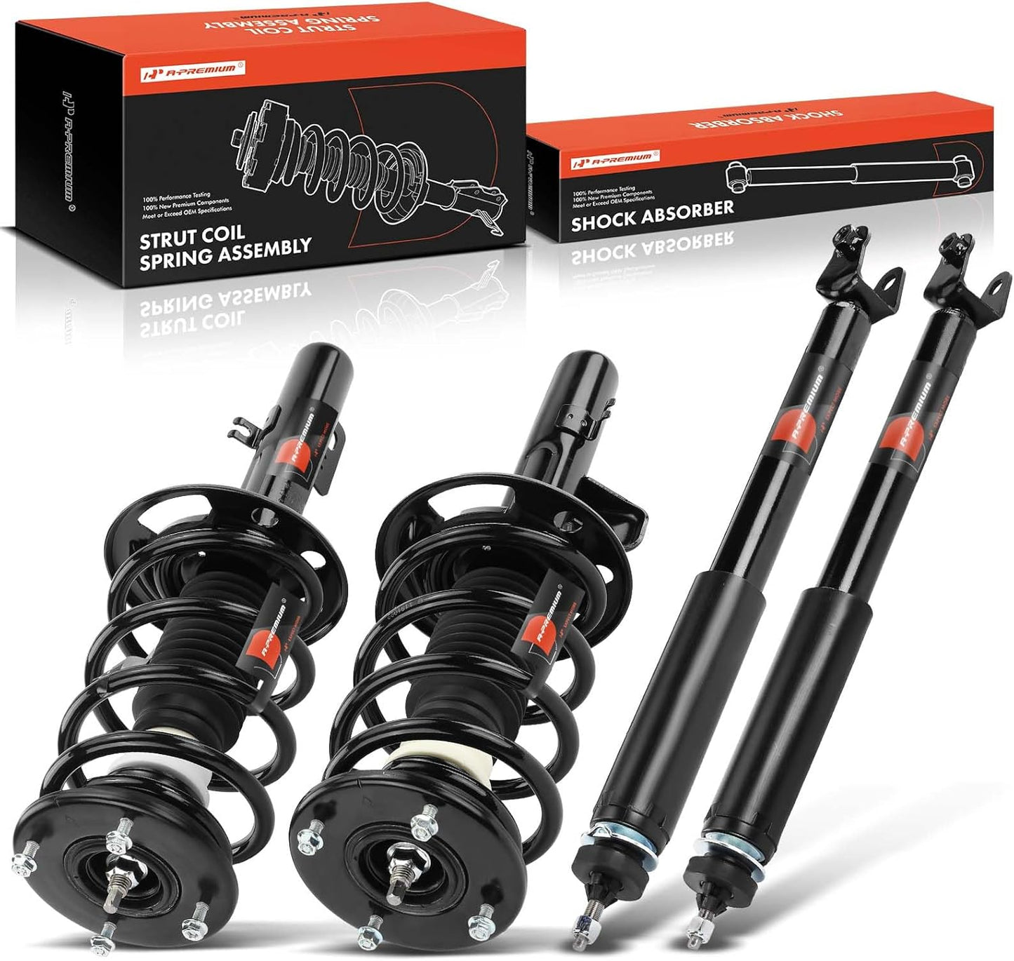 A-Premium Front and Rear Shock Absorber Strut & Coil Spring Assembly Compatible with Ford Taurus 2010-2011, FWD