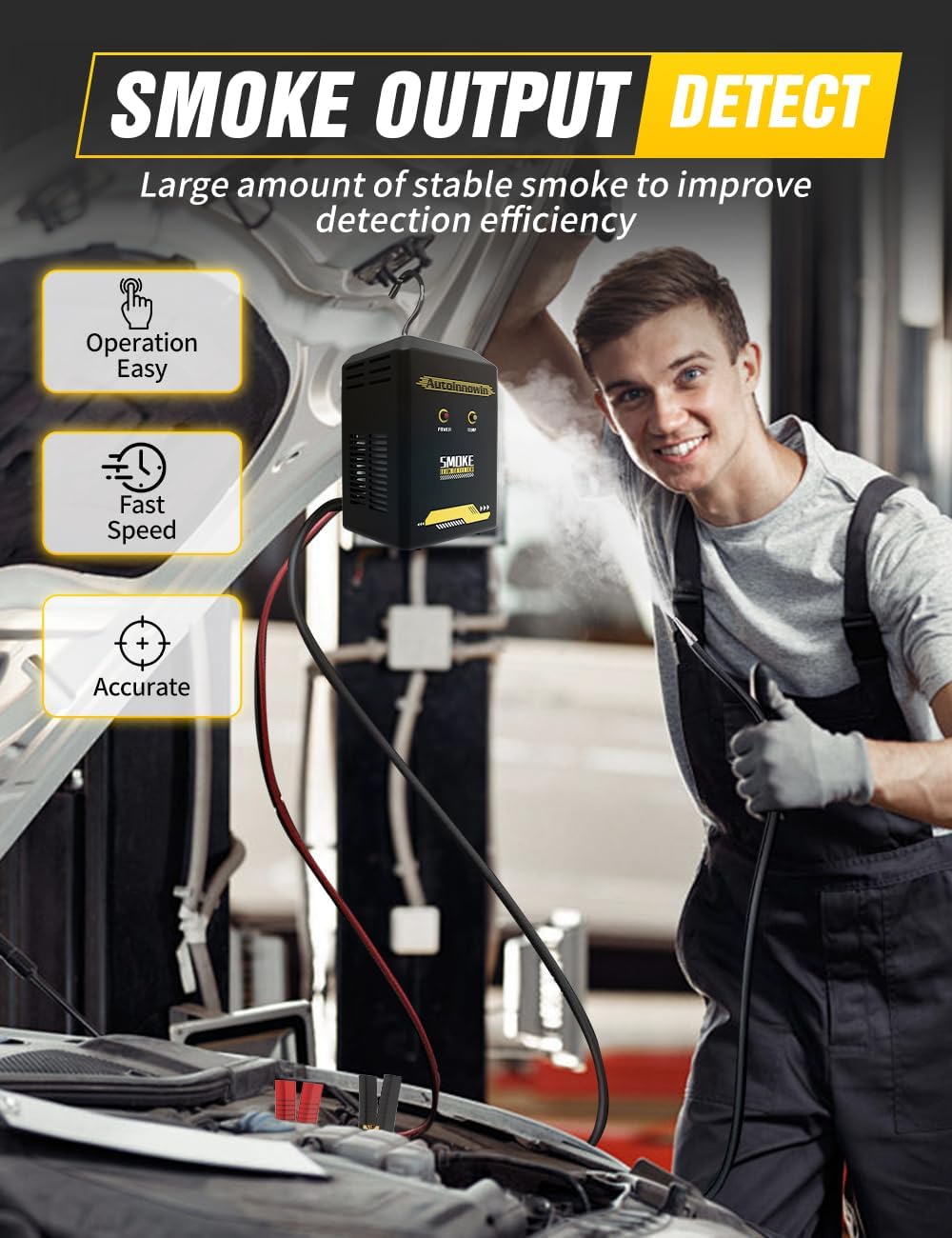 Automotive Smoke Machine Leak Detector - 12V DC EVAP Vacuum Smoke Machine Leak Tester for Pipe System, Maquina De Humo Automotriz