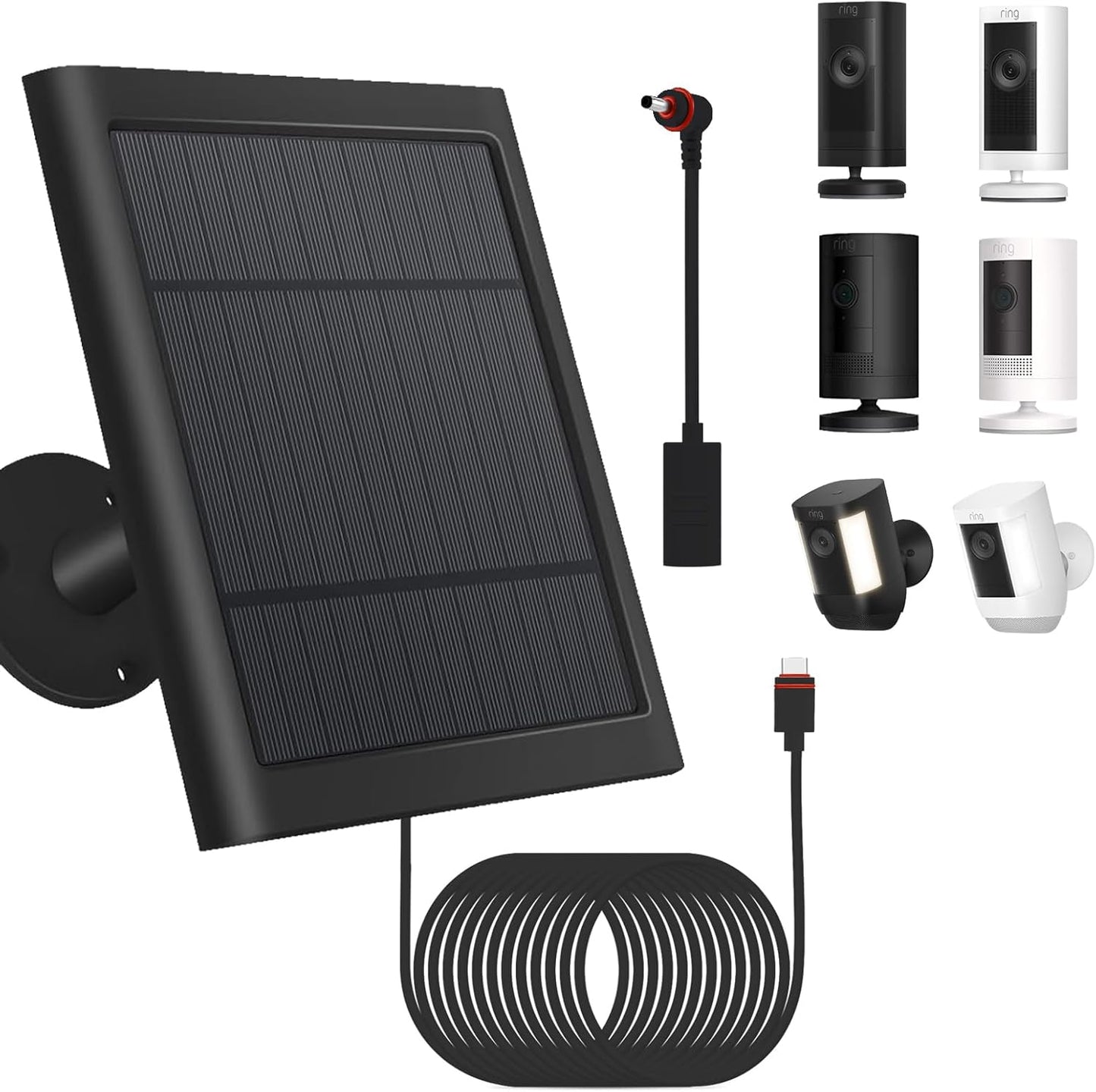 Solar Camera Outdoor Wireless for Ring Solar Panel 10FT/3M Cable for Ring Camera Solar Panel for Ring Spotlight Cam Plus/Pro & Stick Up Cam/Pro Battery & Spotlight Cam Battery-3-Pack