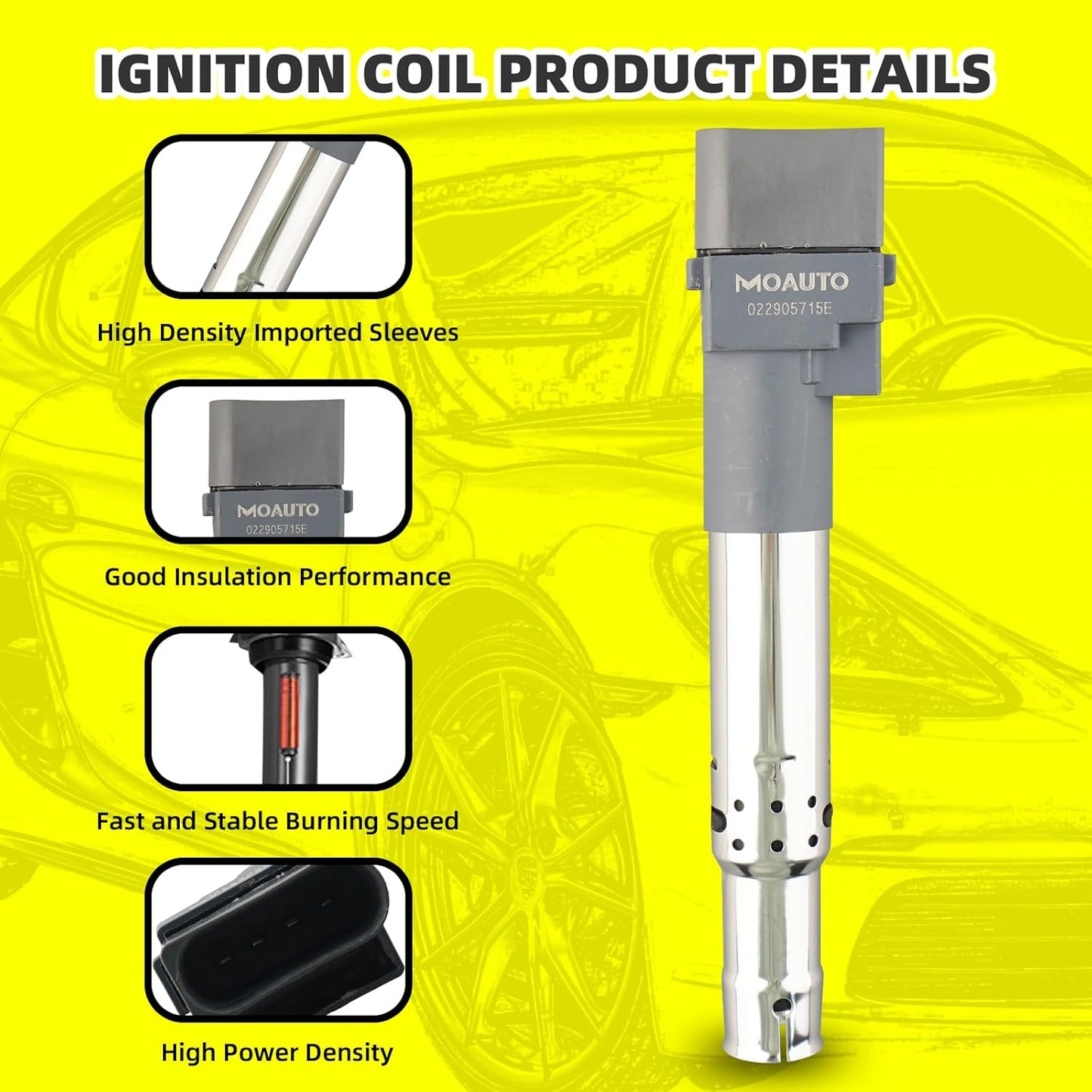 Set of 6 Ignition Coils Pack UF616 022905715E & 6 PCS Iridium Spark Plugs Compatible with Audi Q7 Volkswagen Atlas CC Passat Touareg Porsche Cayenne - 3.6L V6 Replace GN10443 022905715A