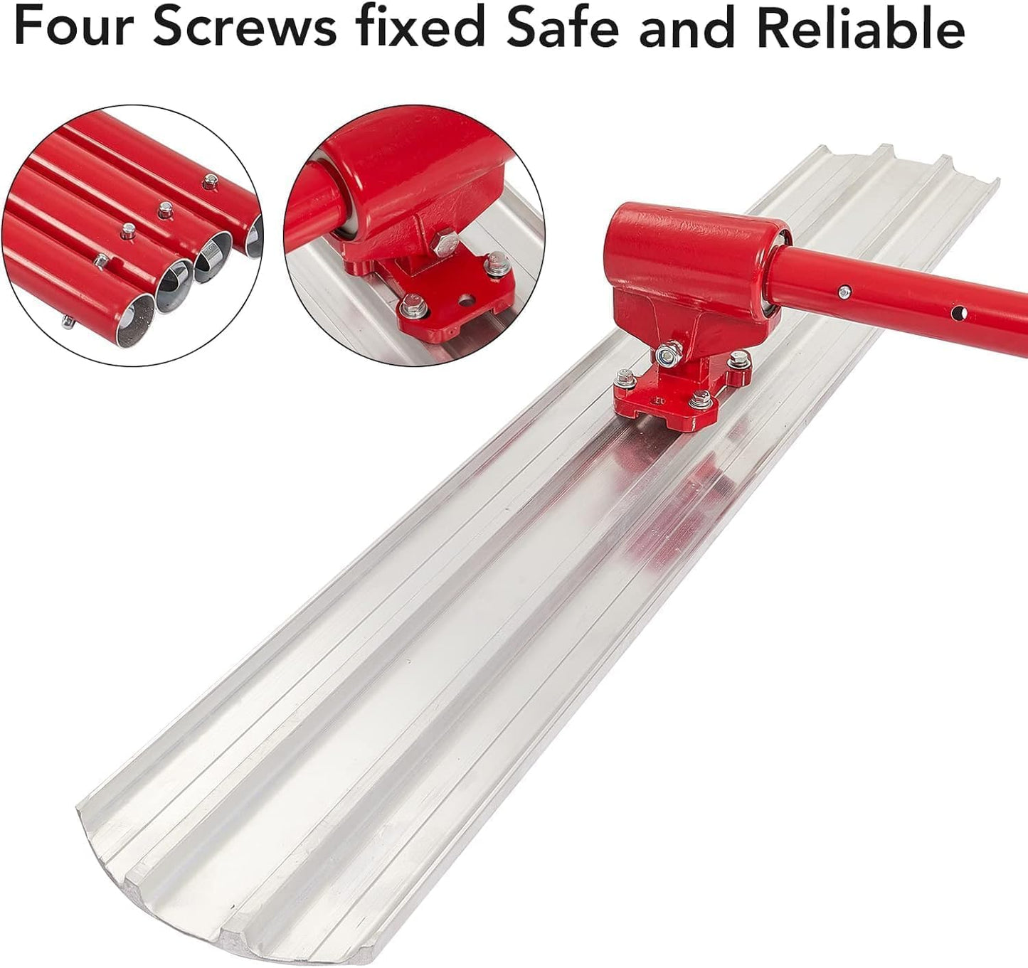 48"x8" Bull Float Kit, Aluminum Magnesium Alloy Concrete Float with Adjustable Bracket, 4 Handles & Carrying Case, Round End Finishing Tool Cement Tool
