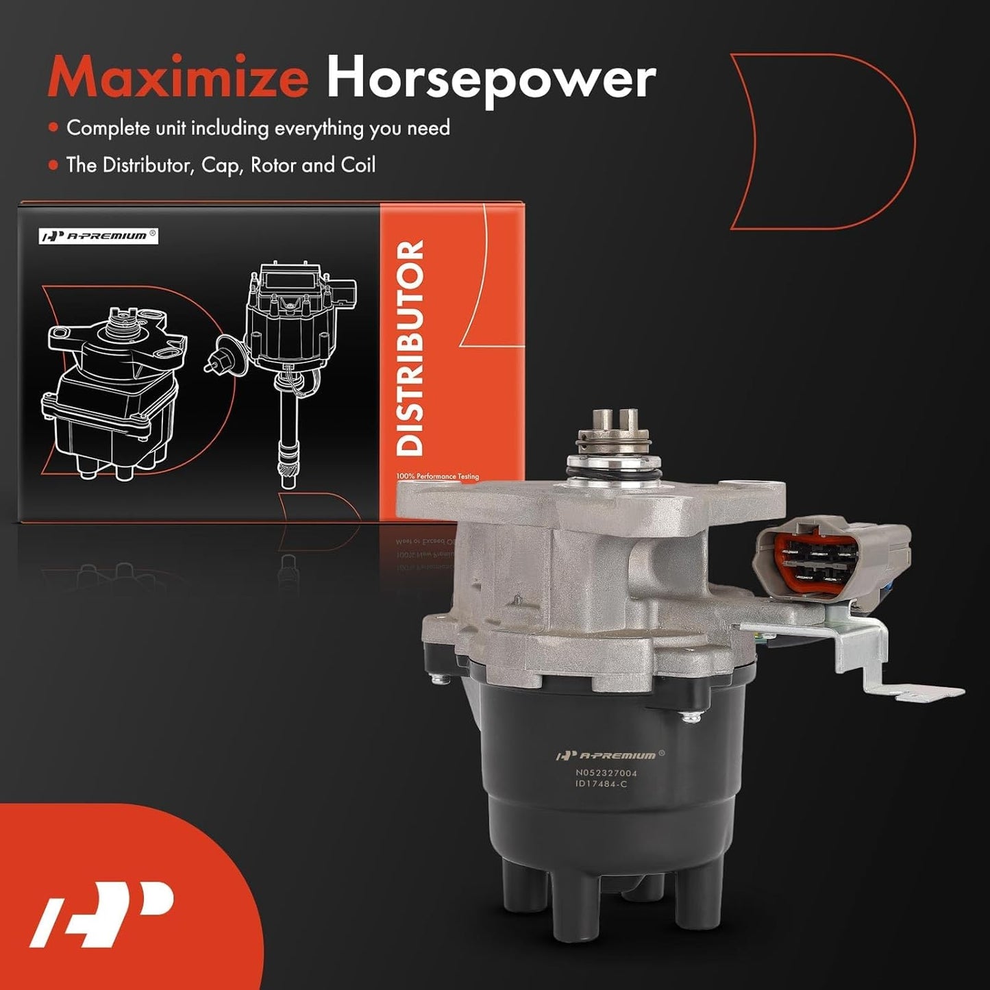A-Premium Ignition Distributor with Cap and Rotor Compatible with Honda Odyssey 1996-1997 & Isuzu Oasis 1996-1997, 2.2L