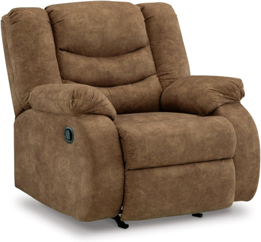 Signature Design by Ashley Partymate Contemporary Faux Leather Manual Rocker Recliner, Dark Brown