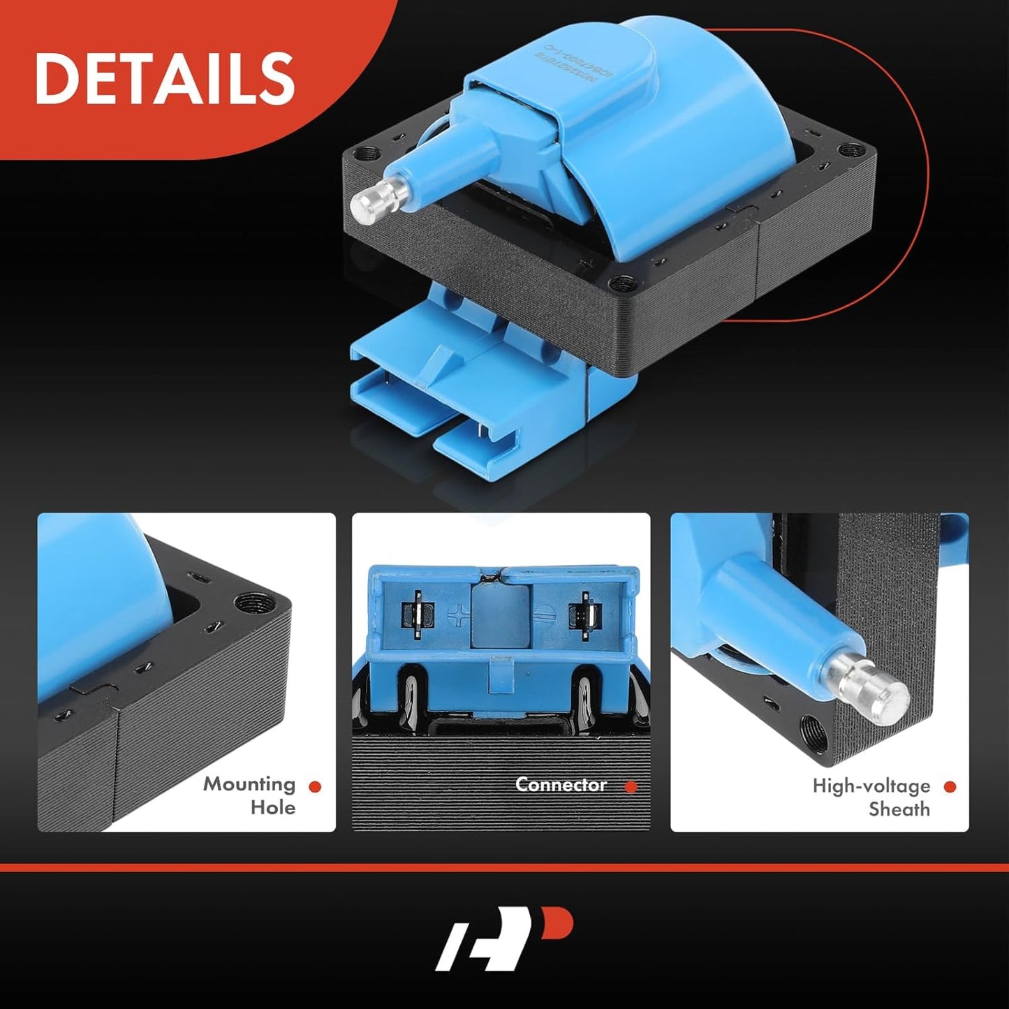 A-Premium (Blue) Engine Ignition Coil Pack Compatible with Ford F-150, F-250, F-250 HD, F-350, F-53 Motorhome Chassis, F-600, F-600 LPO, Mustang & Laforza & Lincoln & Mazda & Mercury & Merkur