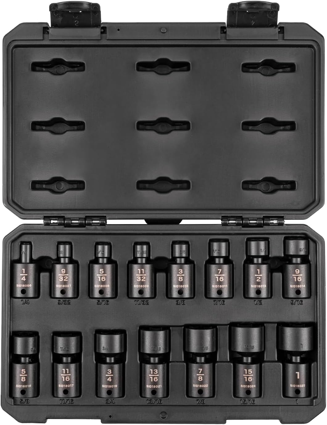 TEKTON 3/8 Inch Drive 6-Point Universal Joint Impact Socket Set with Case, 34-Piece (1/4-1 in., 6-24 mm) | SID97303