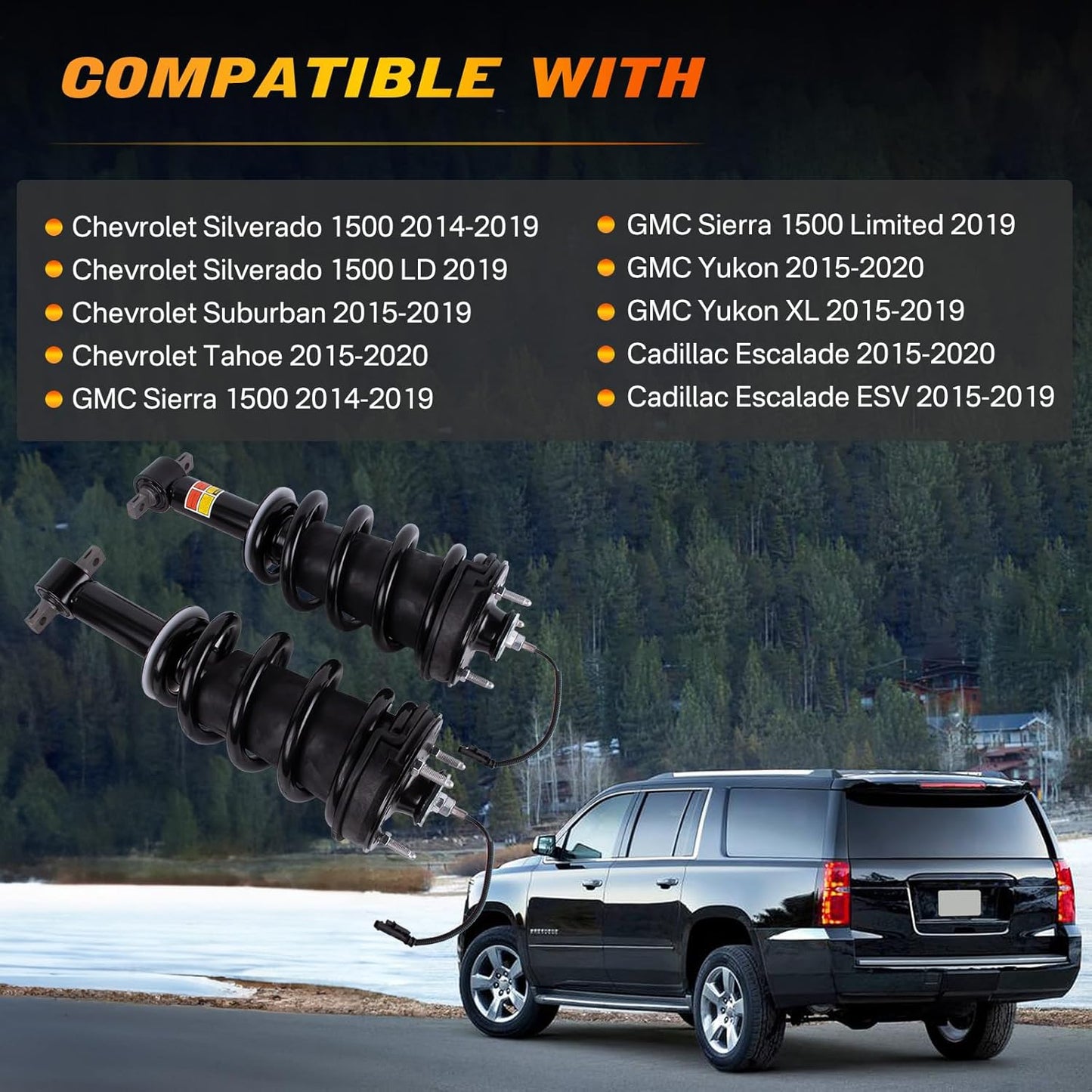 84176631 2Pcs Front Struts Shock Absorber Assembly Magnetic Ride Control with Spring Compatible with Cadillac Escalade ESV Chevy Silverado Suburban Tahoe GMC Sierra Yukon 2015-2020