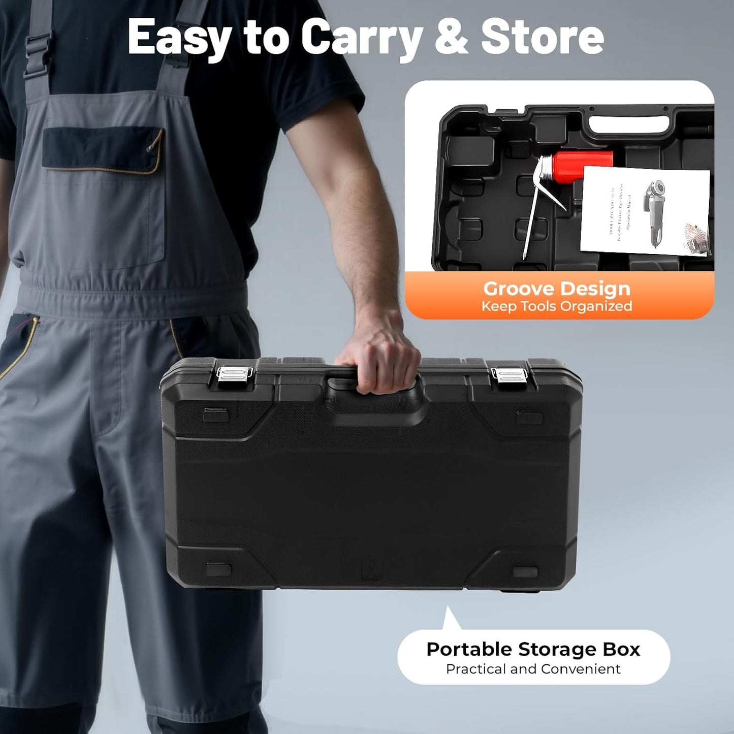 2300W Electric Pipe Threader Kit, Portable Pipe Cutter 6-Die Set (1/2" to 2") Heavy-Duty Hand-Held Power Drive Pipe Threader Machine Kit with Carrying Case for Steel/PVC/Conduit Piping, 26RPM
