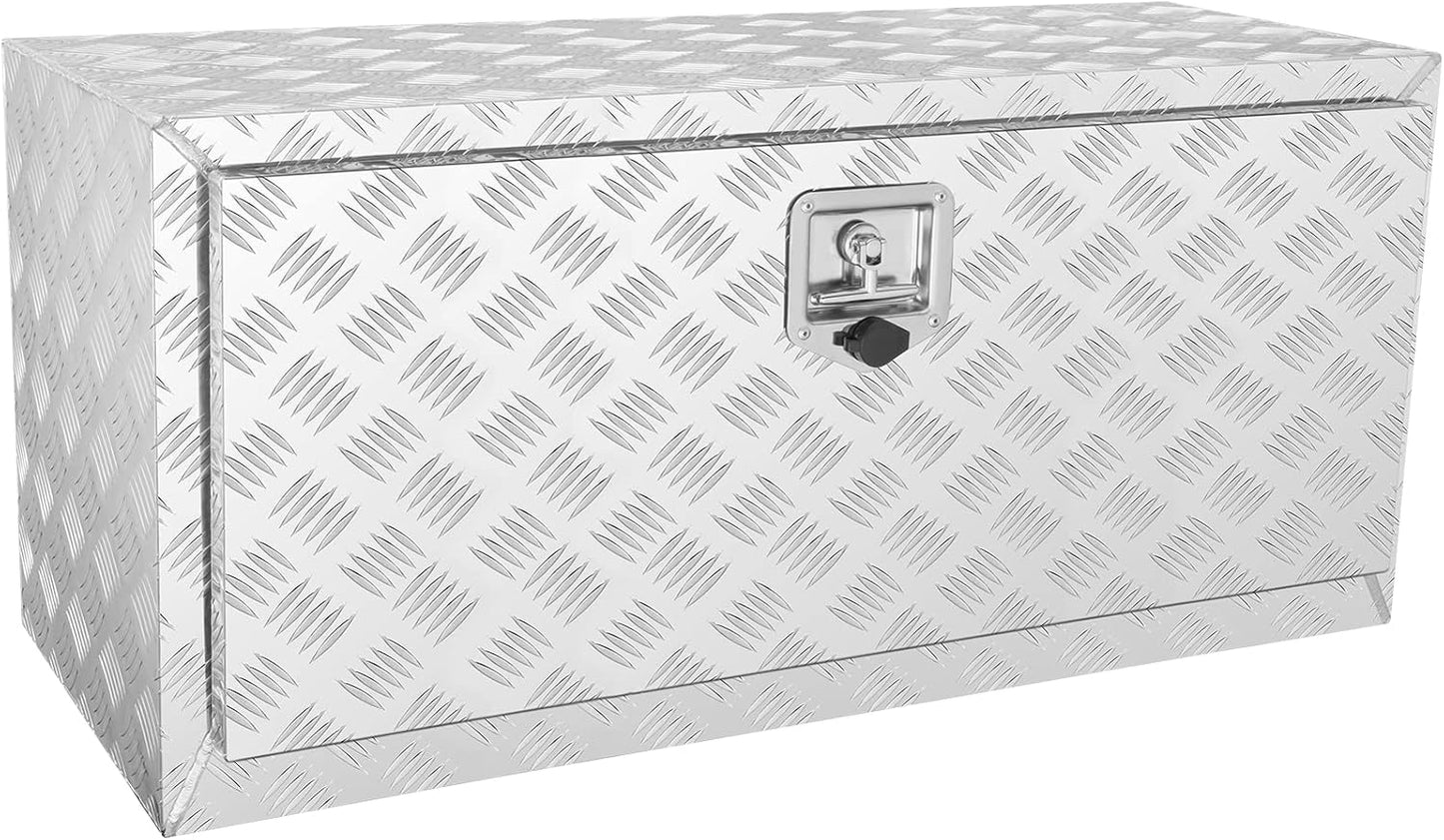 VEVOR Underbody Truck Box, 36" x 14" x 16" Pickup Storage Box, Heavy Duty Aluminum Diamond Plate Tool Box with Lock and Keys, Waterproof Trailer Storage Box with T-Handle Latch for Truck, Van, Trailer