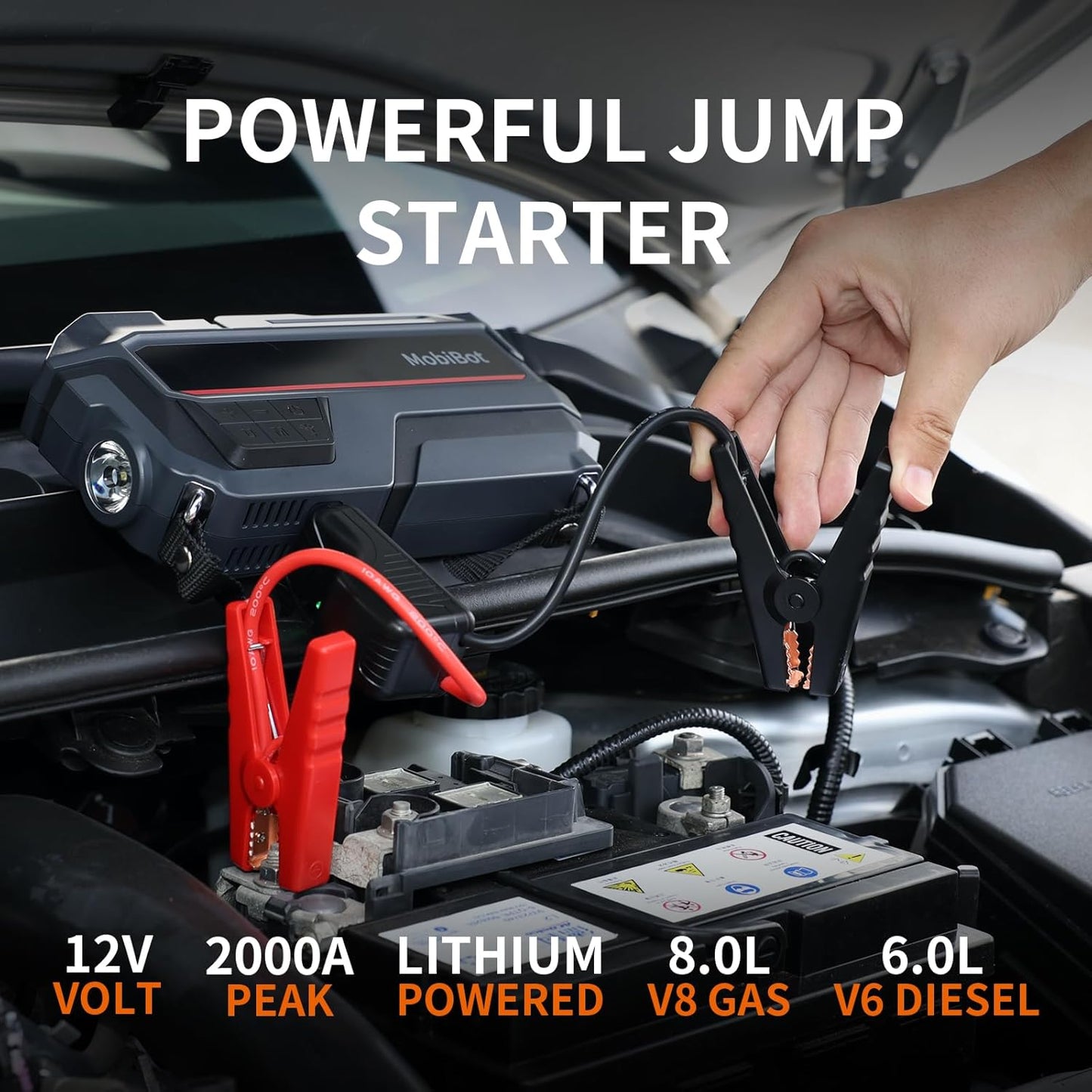 5-in-1 Jump Starter with Air Compressor, Portable Car Battery Charger 2000A Jumper Box Booster Pack up to 8.0L Gas 6.0L Diesel,150 PSI Tire Inflator for car,Quick Fill Air Pump for Inflatables