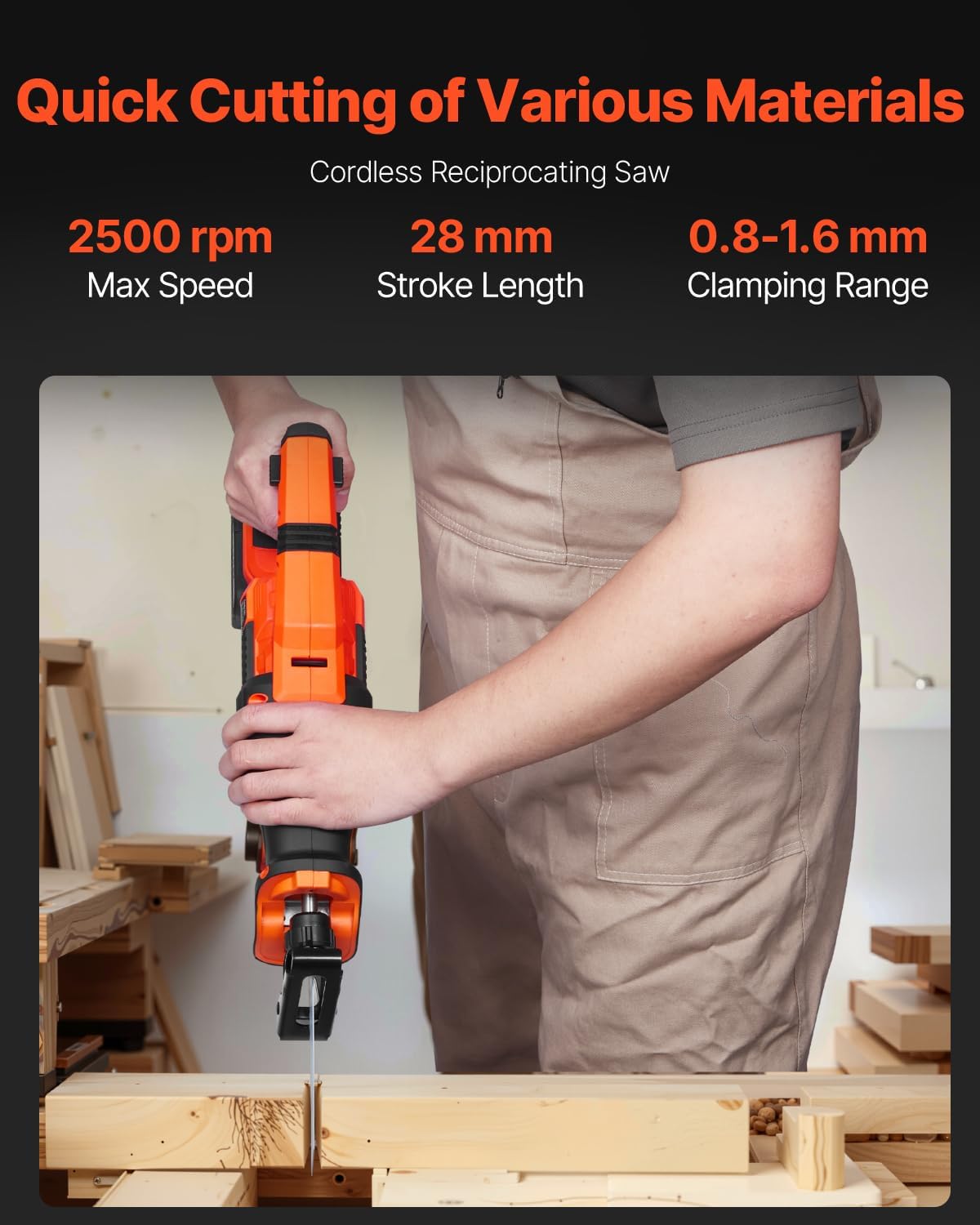 VEVOR Tool Combo Kit, 20V Brushless 5-Tool Combo Kit, Cordless Power, Cordless Drill and Impact Driver, with 4.0 Ah Batteries, Charger, Reciprocating Saw, Circular Saw, and Work Light