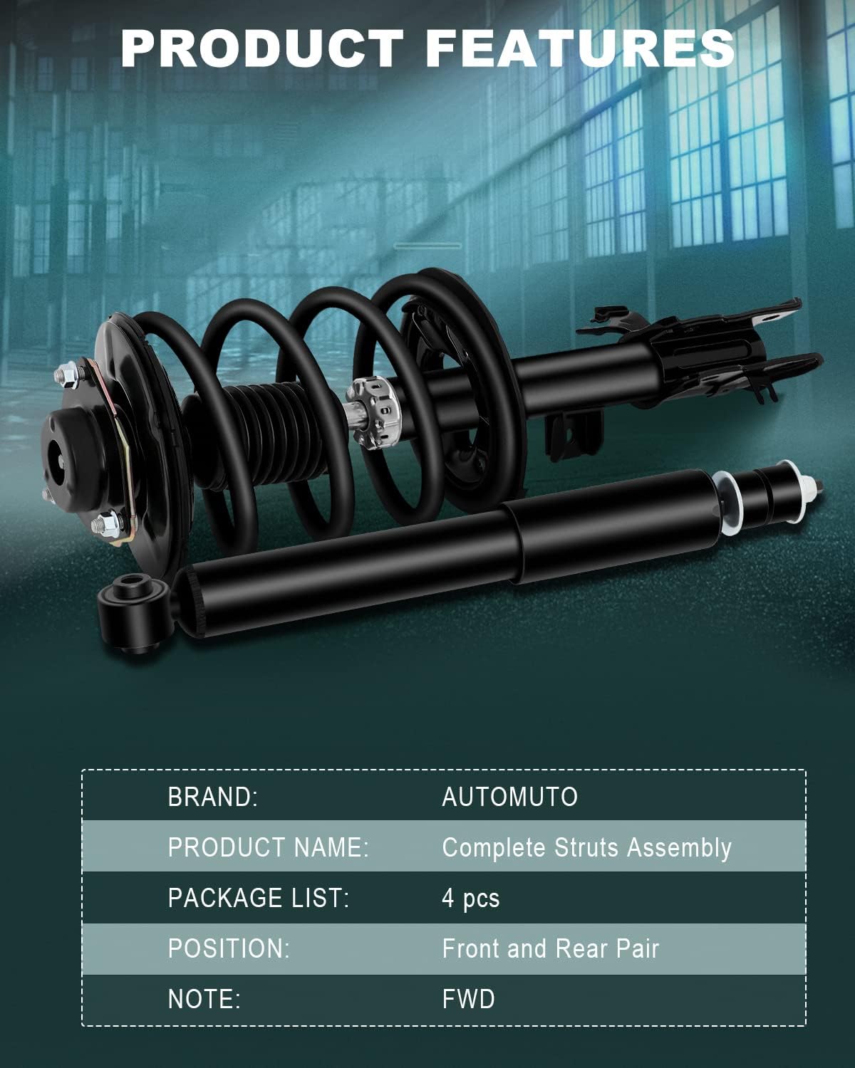 AUTOMUTO Strut Spring Assembly Front and Rear Pair Shock Absorber for 2003 2004 2005 2006 2007 for Nissan Murano set of 4