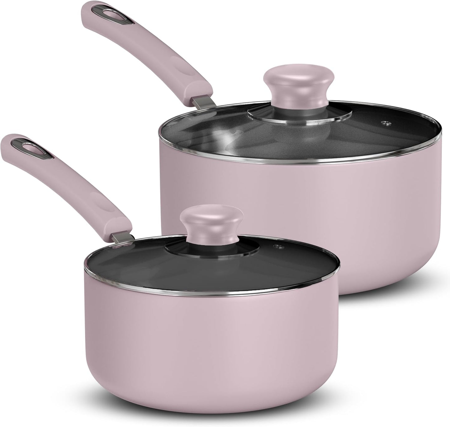 Utopia Kitchen Nonstick Saucepan Set, Cooking Pots with Lids, 1 Quart and 2 Quarts Multipurpose Kitchen Small Pots for Cooking Nonstick With Lids, 1 qt & 2 qt Set, Grey & Black