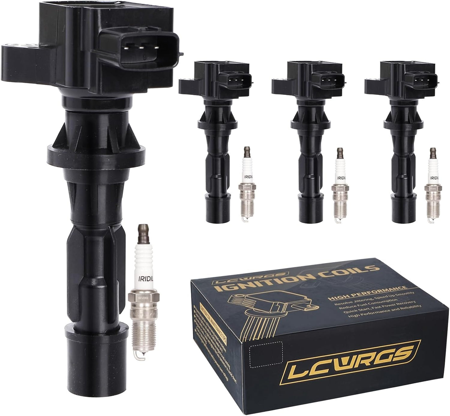 Set of 4 Ignition Coil Pack and Spark Plugs Fits for 2006 2007 2008 2009 2010 2011 2012 2013 Mazda 3 6 CX-7 CX7 MX-5 Miata Mazda3 Mazda6 2.0 2.3 Spark Plugs and Coils Replaces# UF540