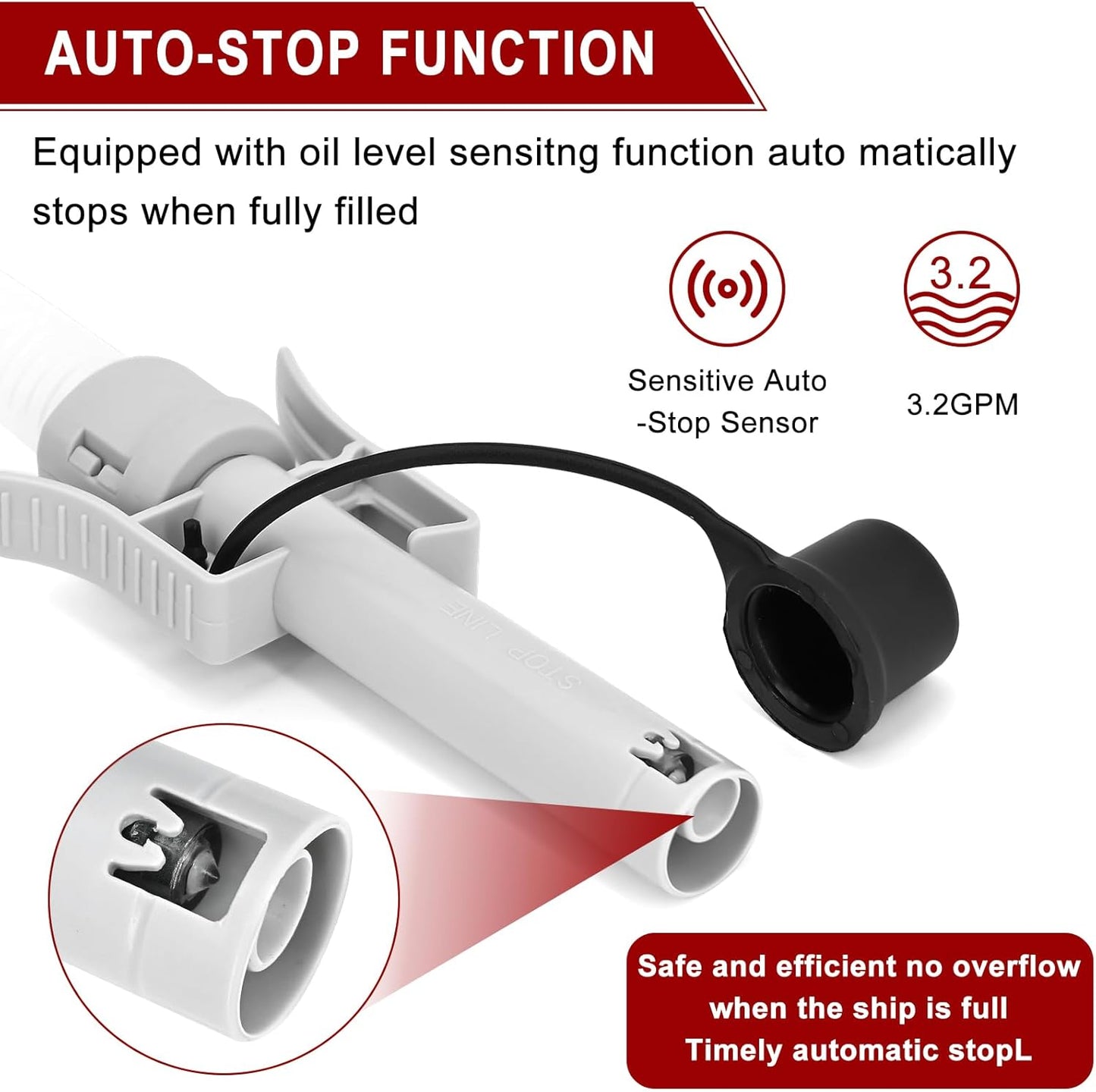 Automatic Gas Can Pump Battery Operated, Auto-Stop Sensor-3.2GPM,51'' Extra Long Hose, Portable Fuel Transfer Pump for Oil, Diesels, Gasoline(Note: Batteries and red oil drum not included)